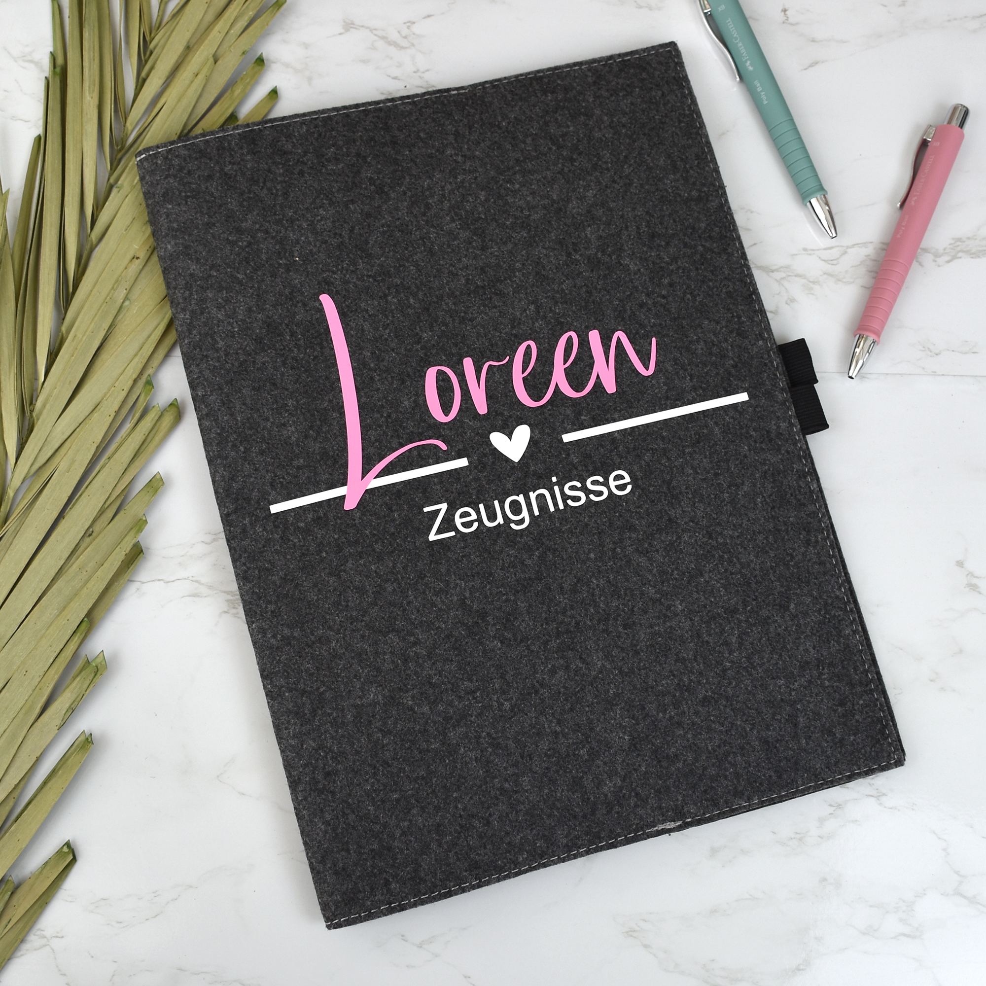 Personalisierte Zeugnismappe Blumenkranz & Schmetterlinge mit Name Personalisierte Zeugnismappe Blumenkranz & Schmetterlinge mit Name