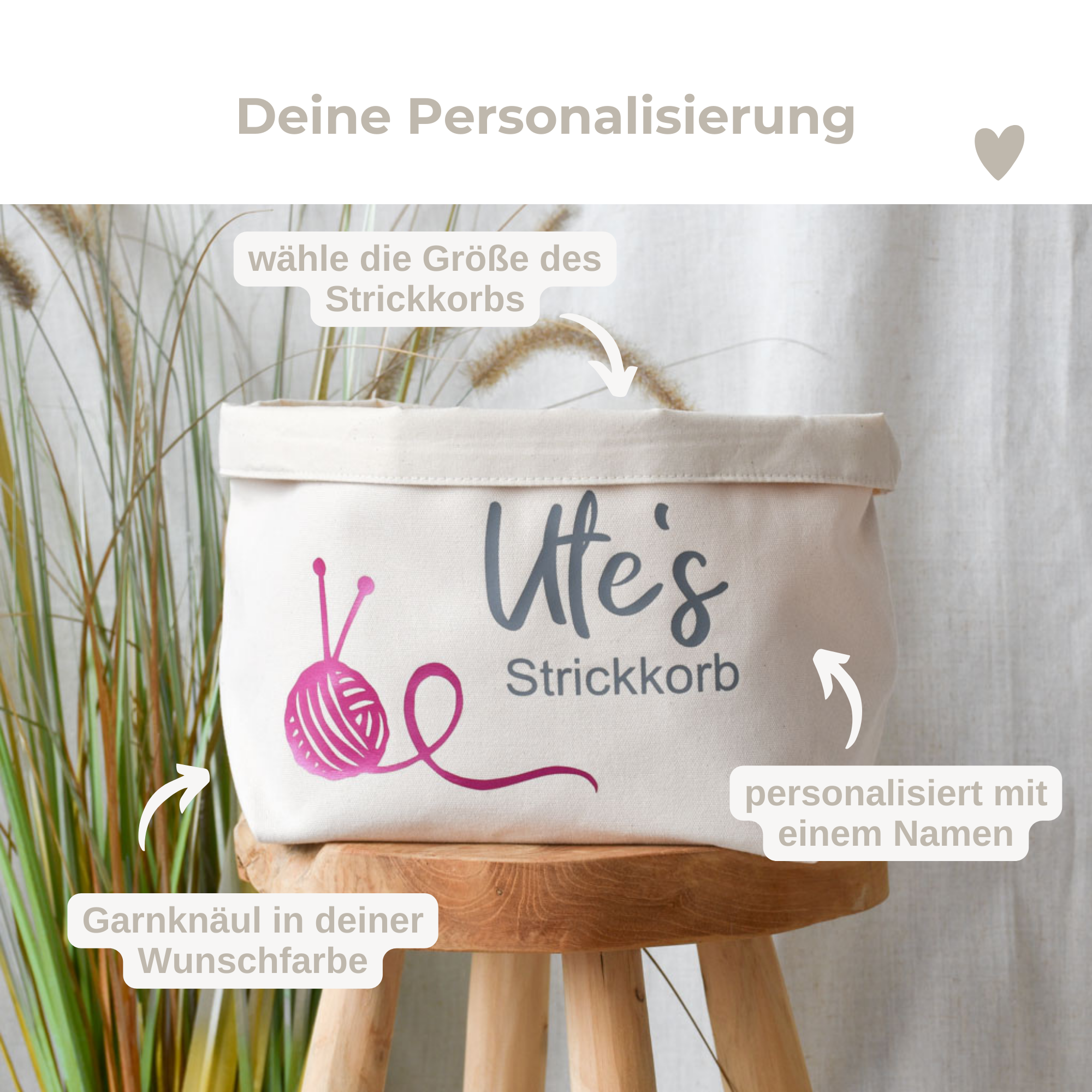 aufbewahrung für strickutensilien Strickkorb mit Namen