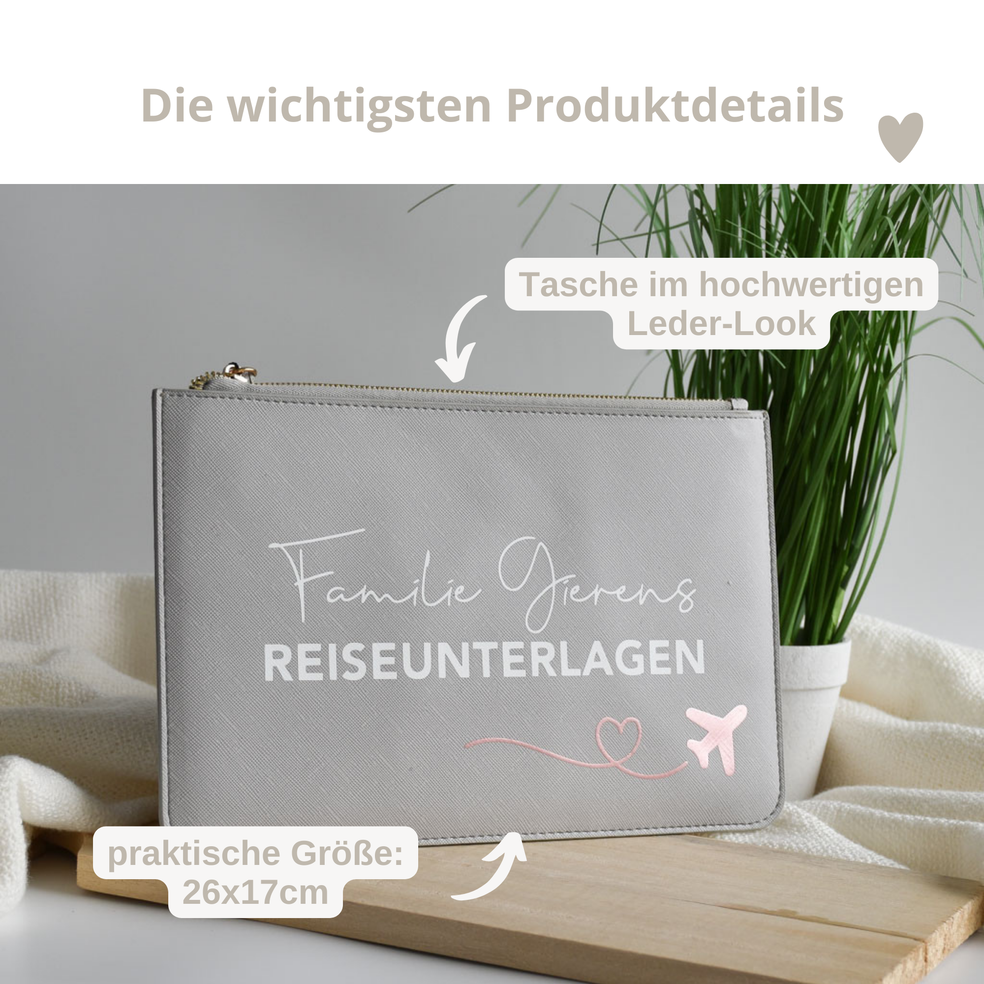 reiseunterlagen aufbewahrung Tasche für Reiseunterlagen mit dem Familiennamen "Flugzeug"