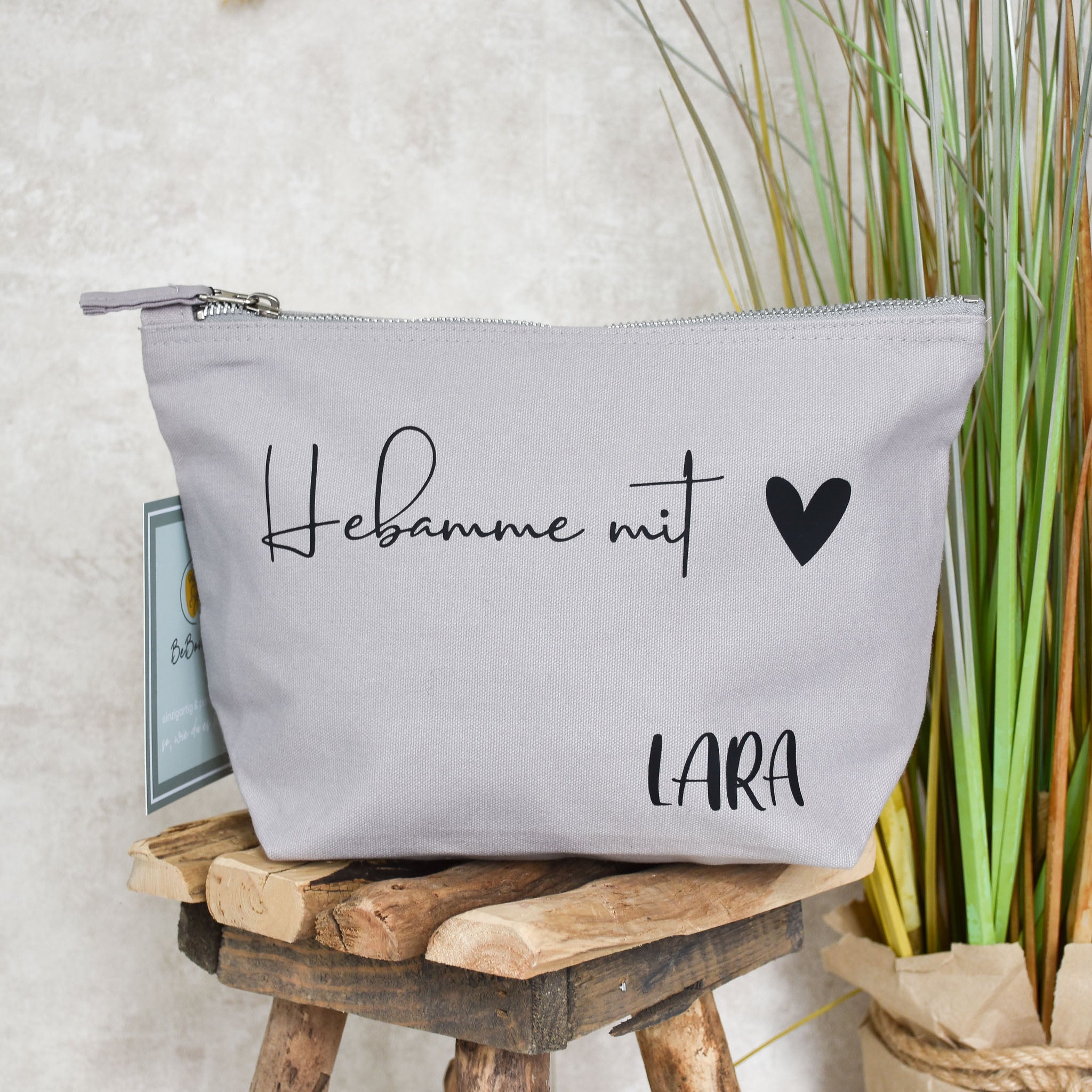 personalisierte Tasche aus Canvas-Baumwolle | Hebamme mit Herz