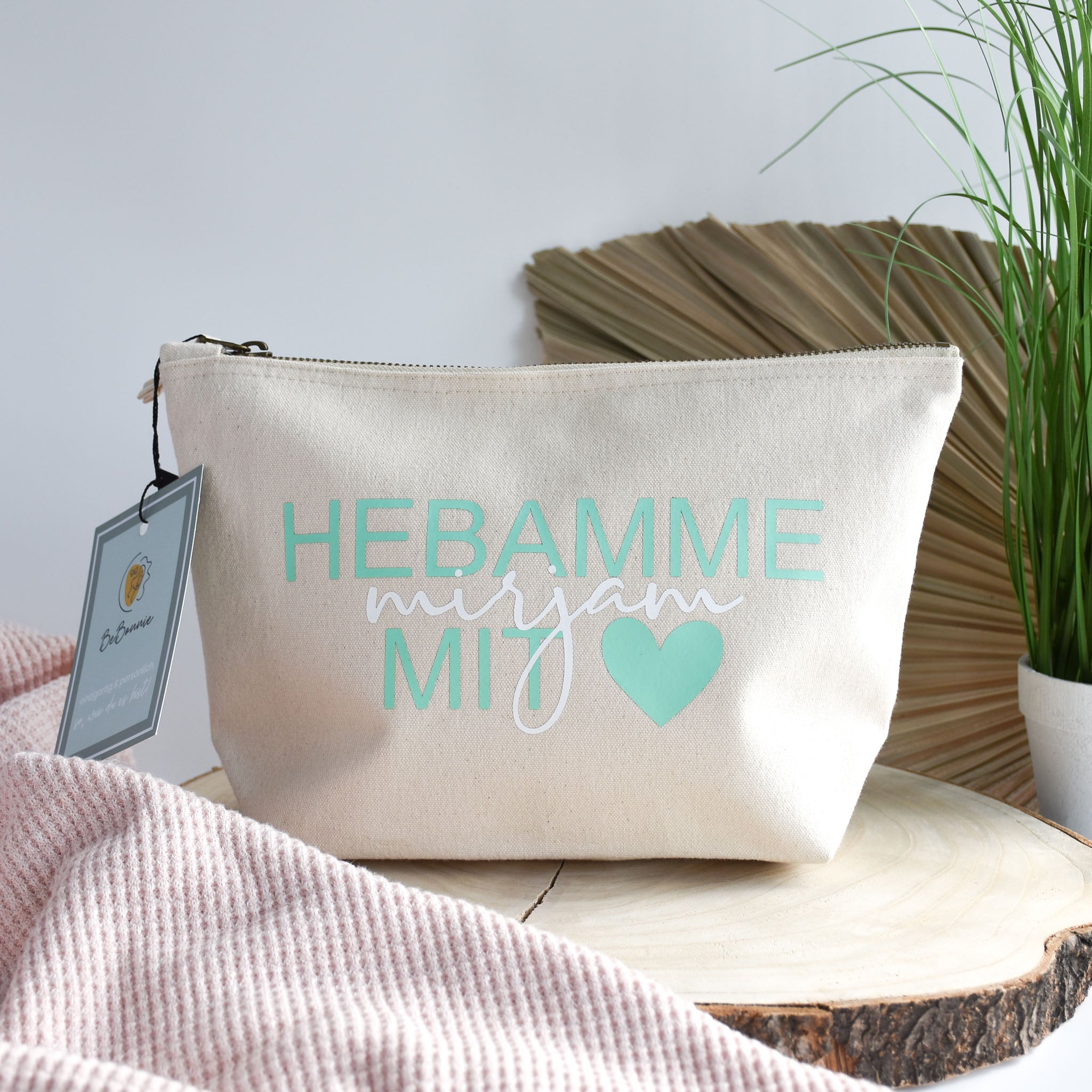 personalisierte Tasche aus Canvas-Baumwolle | Hebamme mit Herz | Design 2