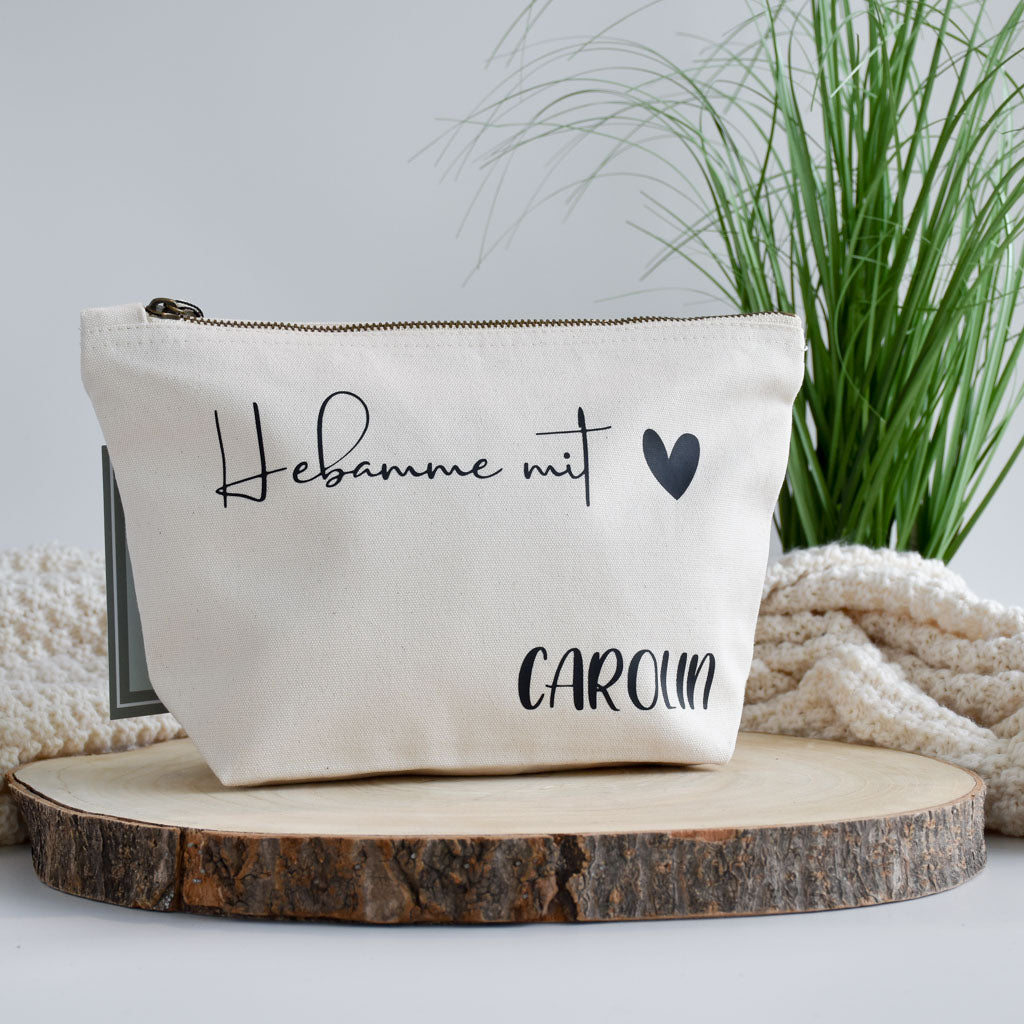 personalisierte Tasche aus Canvas-Baumwolle | Hebamme mit Herz