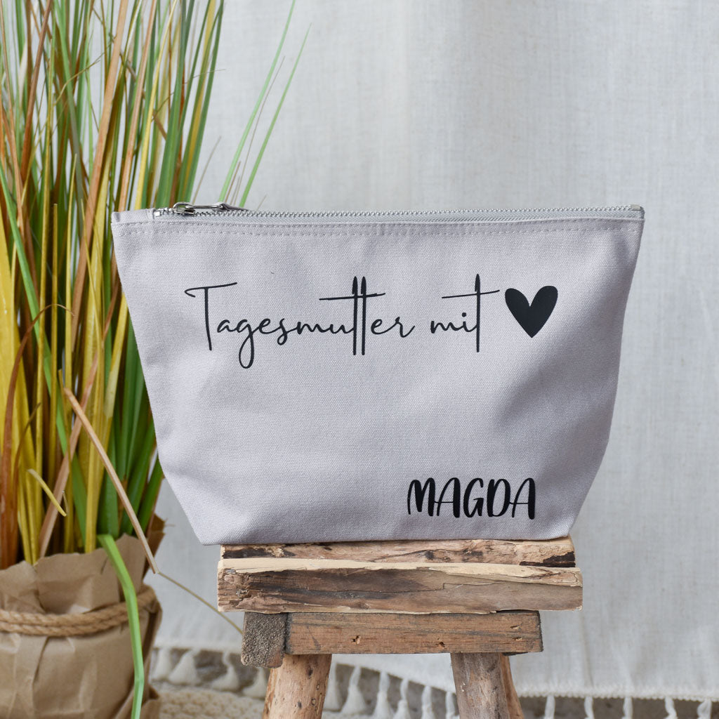 personalisierte Tasche aus Baumwolle | Tagesmutter mit Herz und Namen