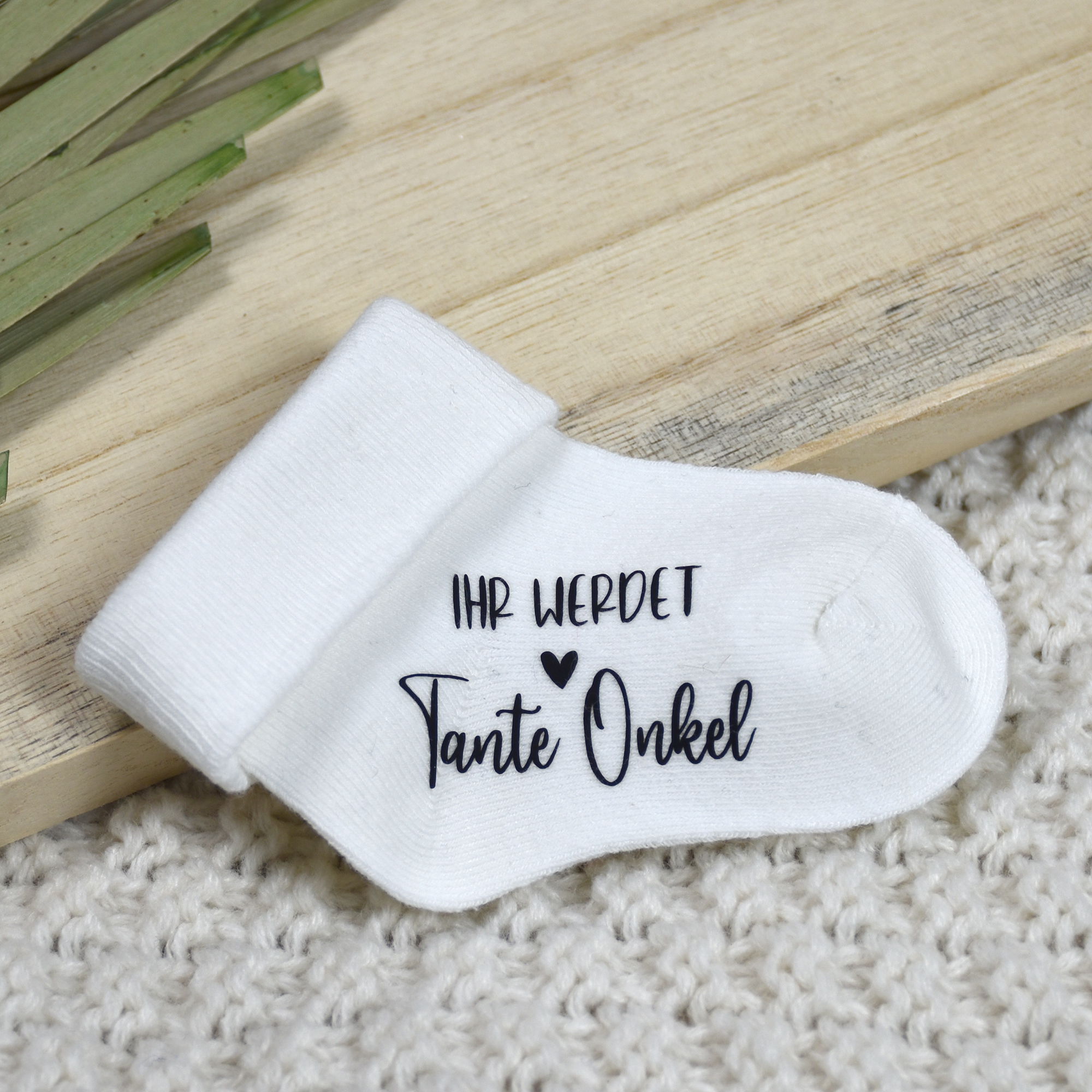 Baby-Socken Geschenk für Tante & Onkel | Schwangerschaftsverkündung