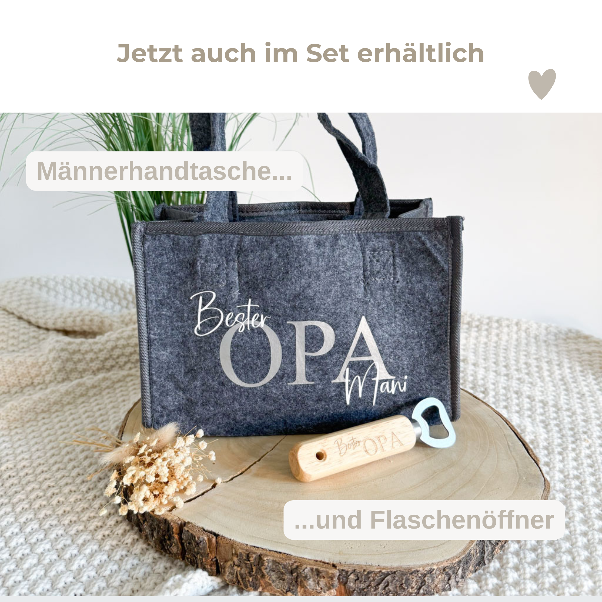 Produktbild von SATINIOR 4 Bier Geschenke Männer Männerhandtasche Extra Dickem Filz Männertasche Bier 24 X 15 X 15 Cm Biersocken Flaschenöffner Grillzange Bierfest Vater Männertag Weihnachten Geburtstag (Stilvoll
