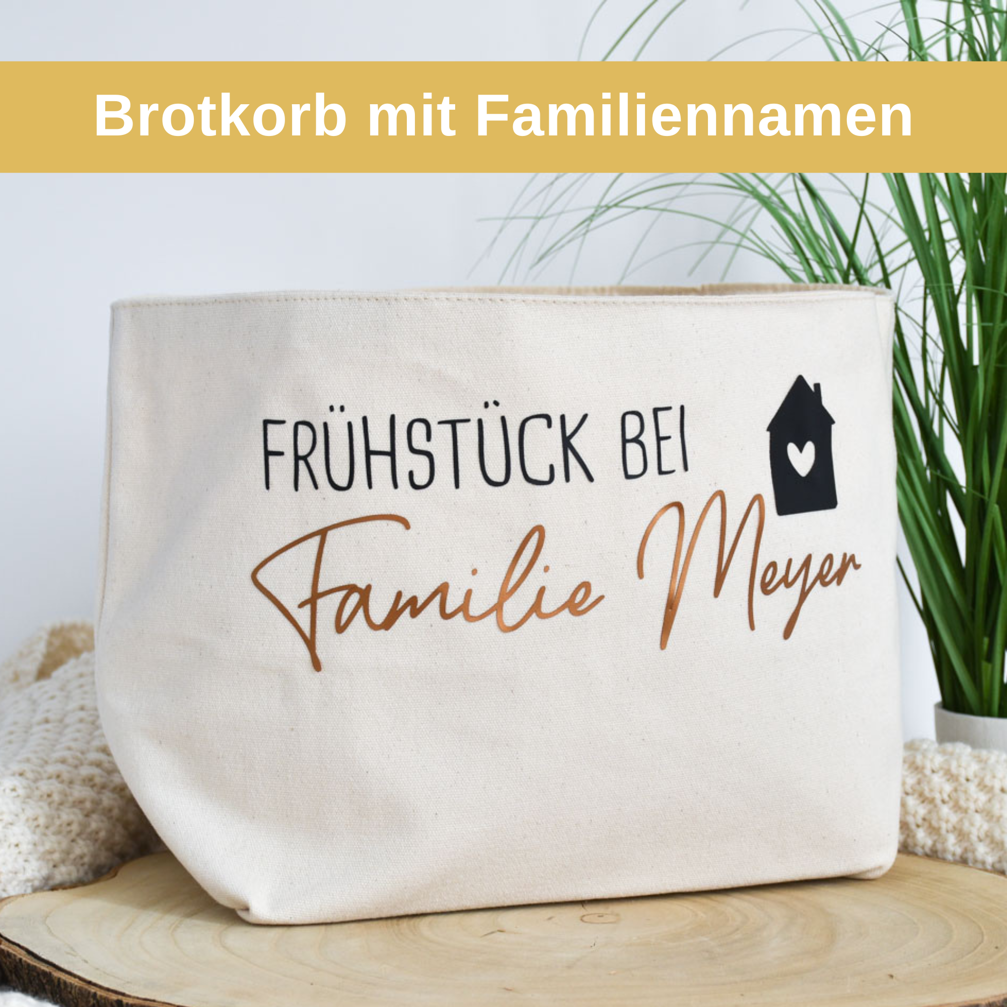 Brotkorb personalisiert Familienname | "Frühstück bei" mit Namen