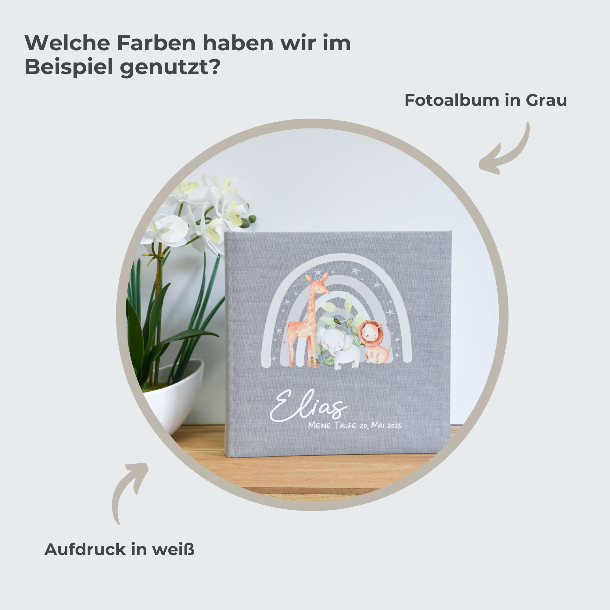 Fotoalbum zur Taufe | Regenbogen | personalisiertes Geschenk