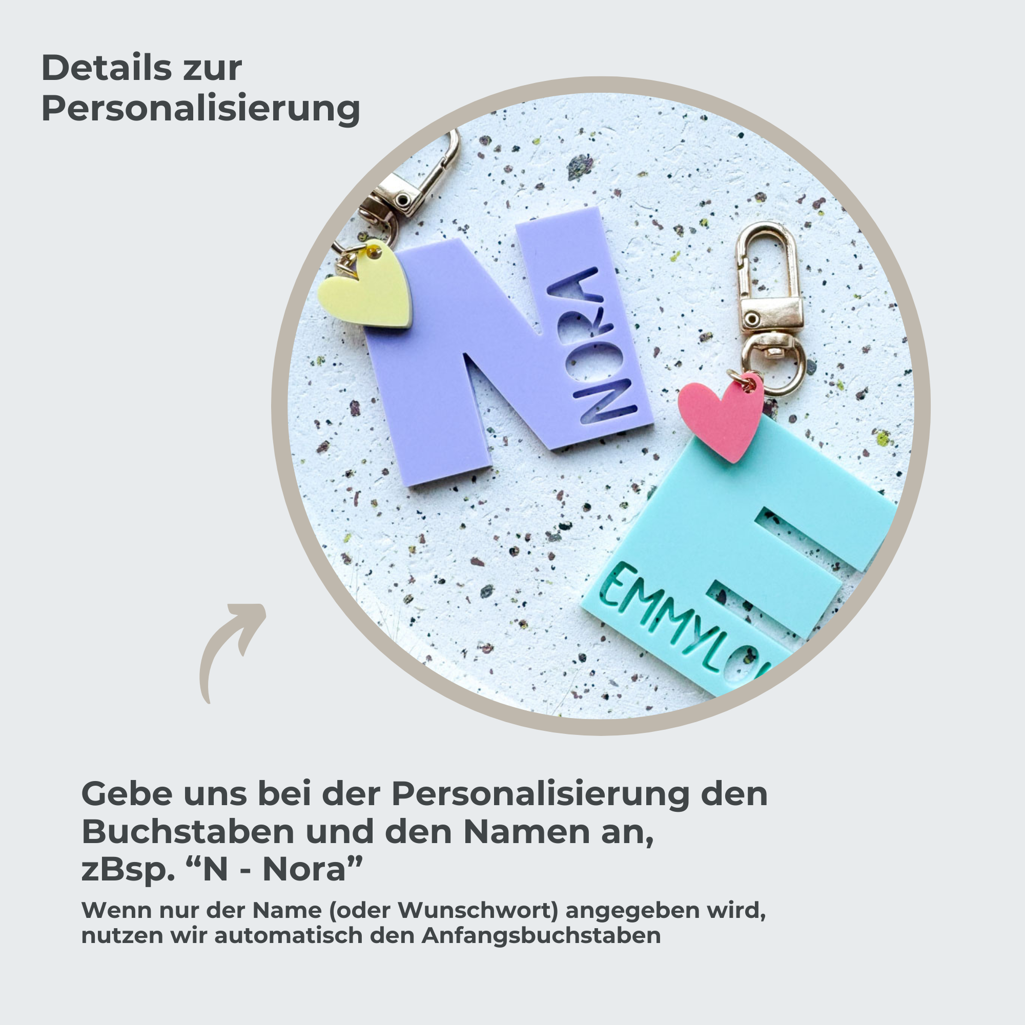 personalisierter Anhänger mit Namen & Herz | Schlüsselanhänger aus Acryl