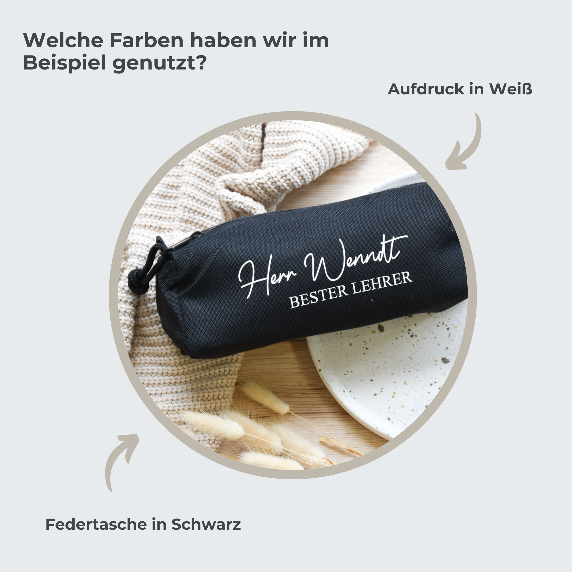 Personalisierte Federtasche aus Stoff | mit dem Namen "Bester Lehrer"