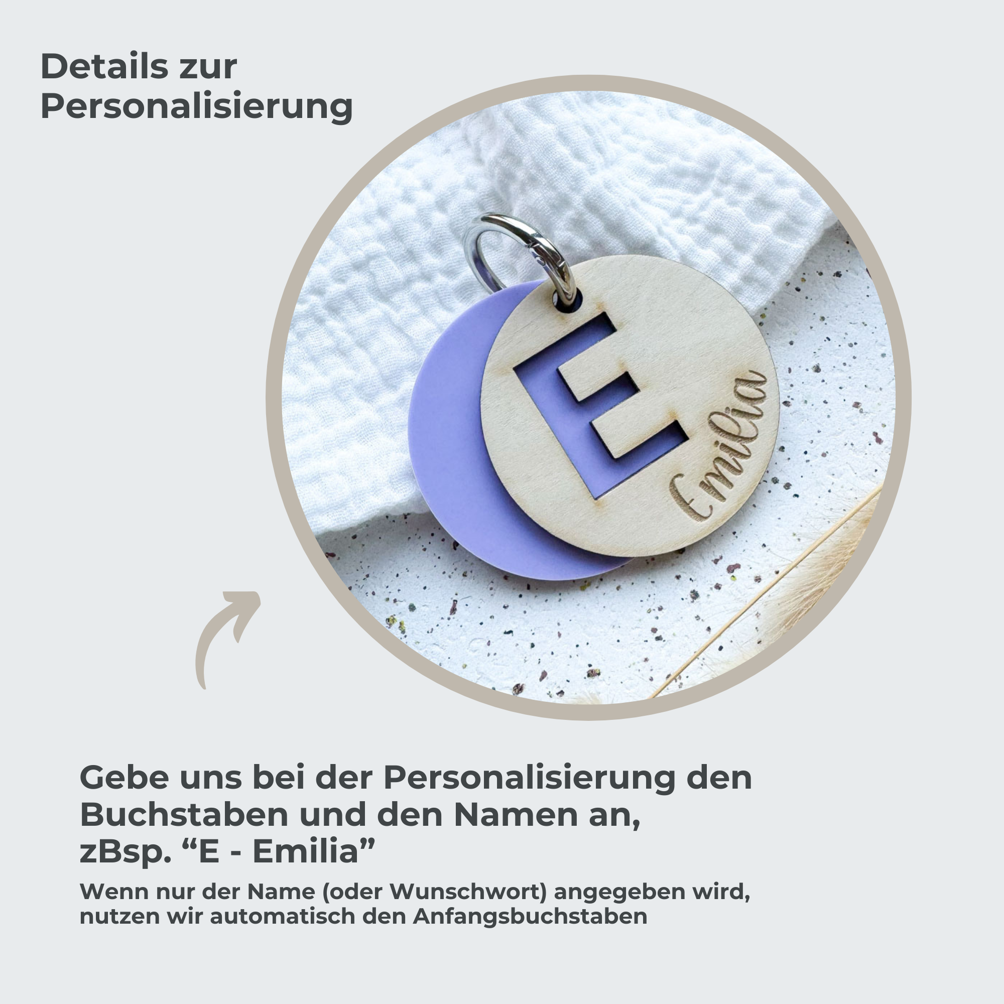 personalisierter Anhänger mit Namen | Schlüsselanhänger aus Acryl und Holz