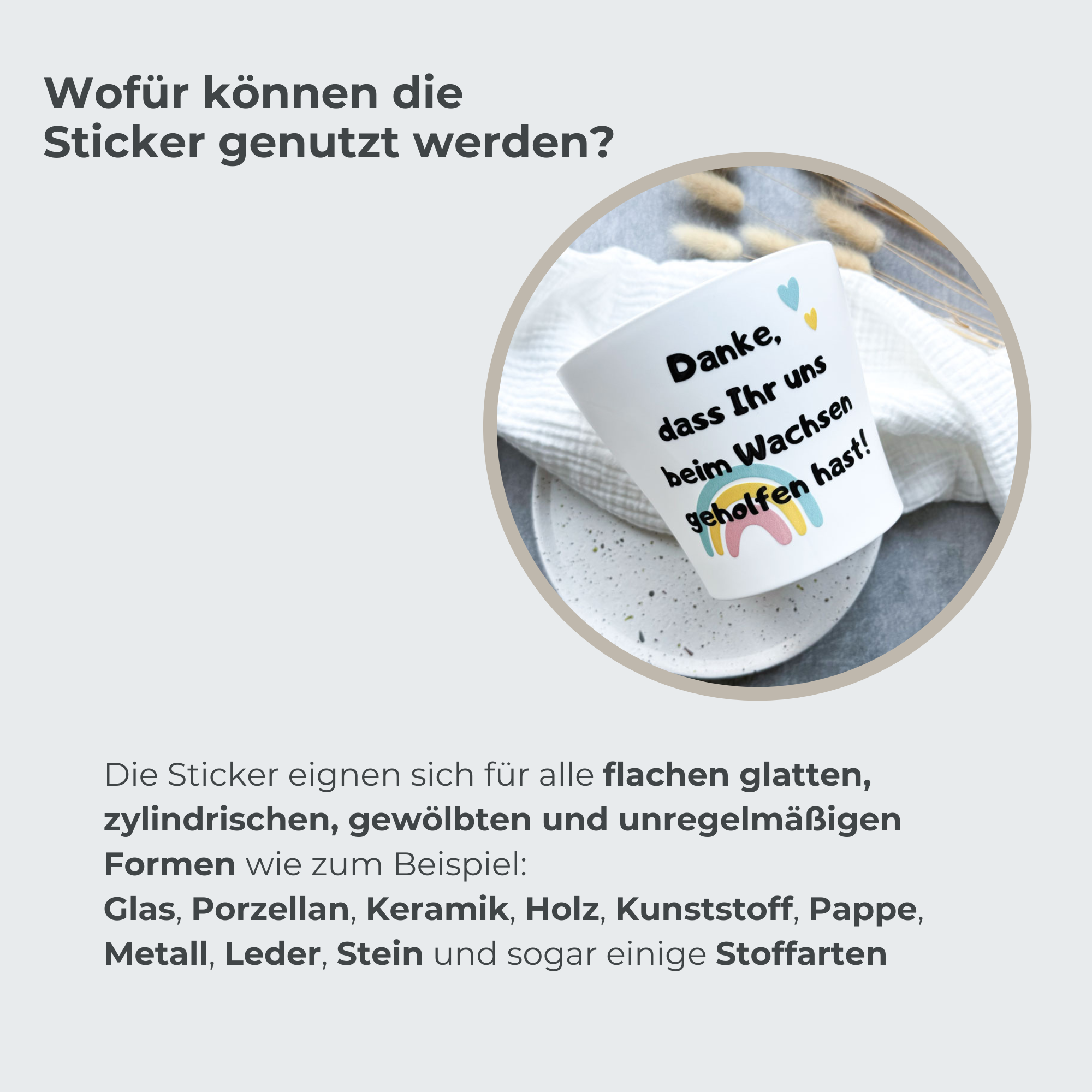 Aufkleber Regenbogen | "Danke, dass du mir beim Wachsen geholfen hast"