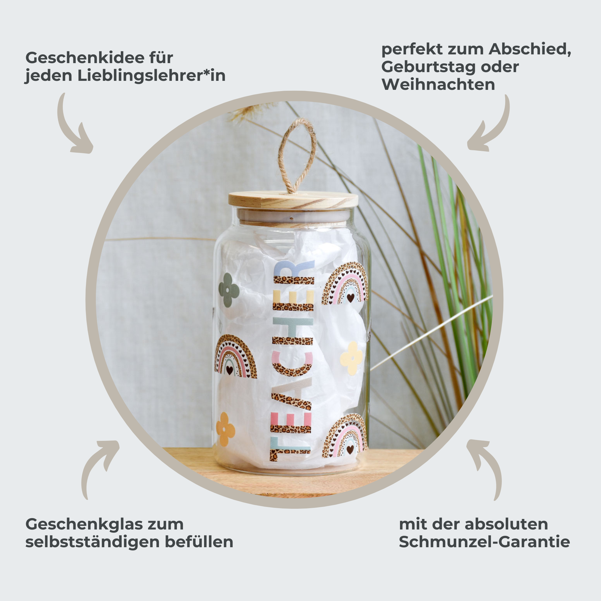 Vorratsglas Lehrer oder Lehrerin | Teacher Regenbogen klein
