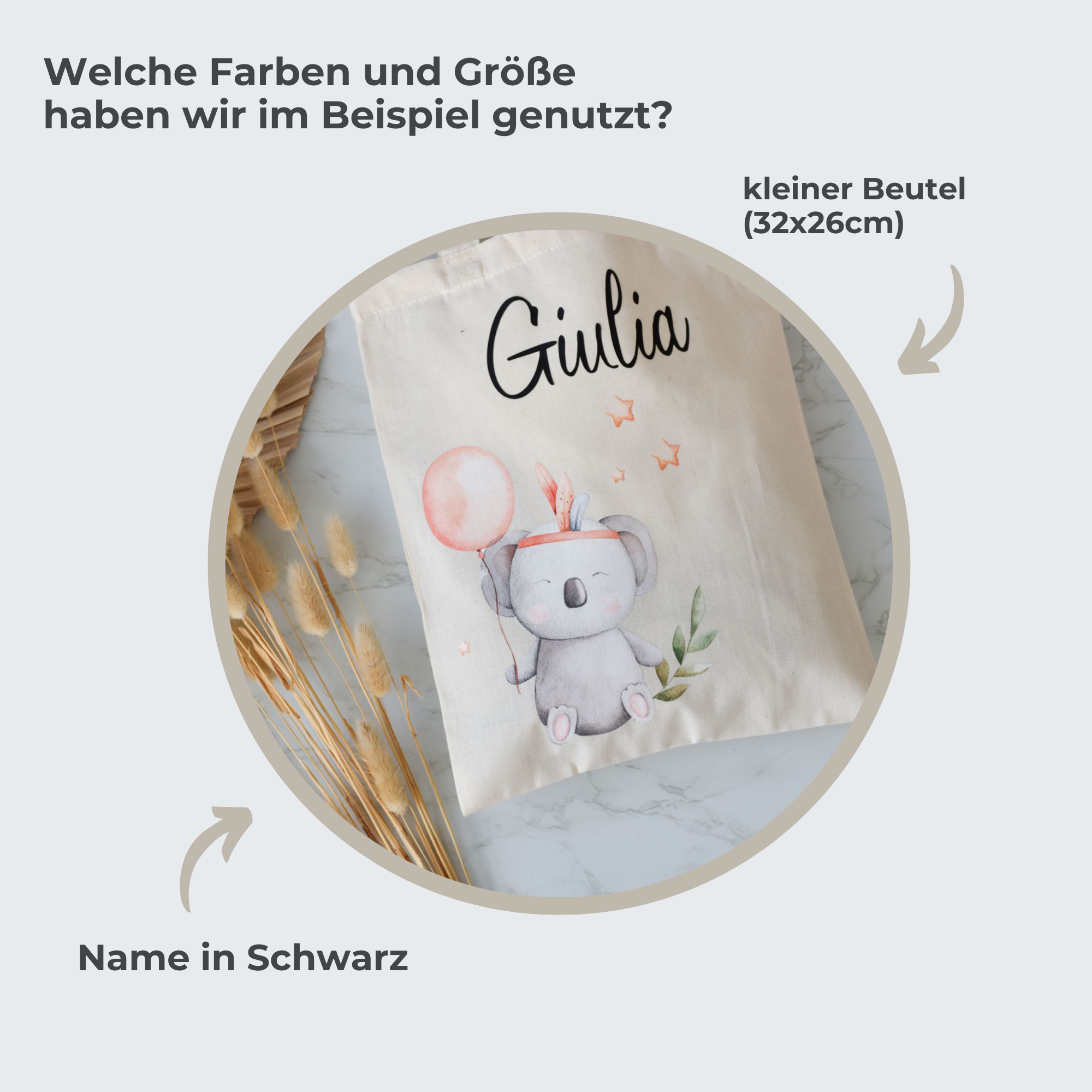 personalisierter Baumwollbeutel "Wechselkleidung" | BOHO Koala