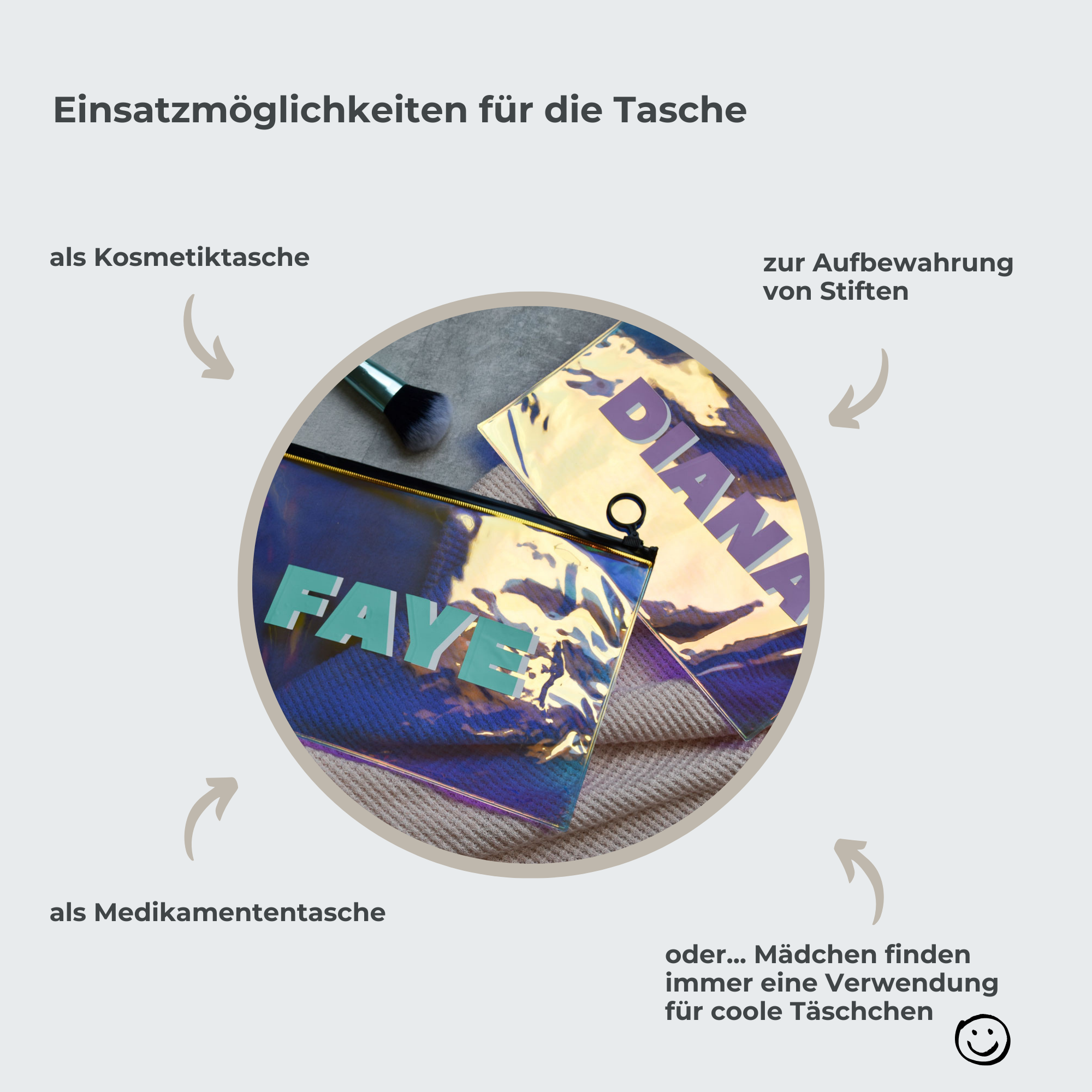 personalisierte Tasche mit Namen | durchsichtige Kosmetiktasche
