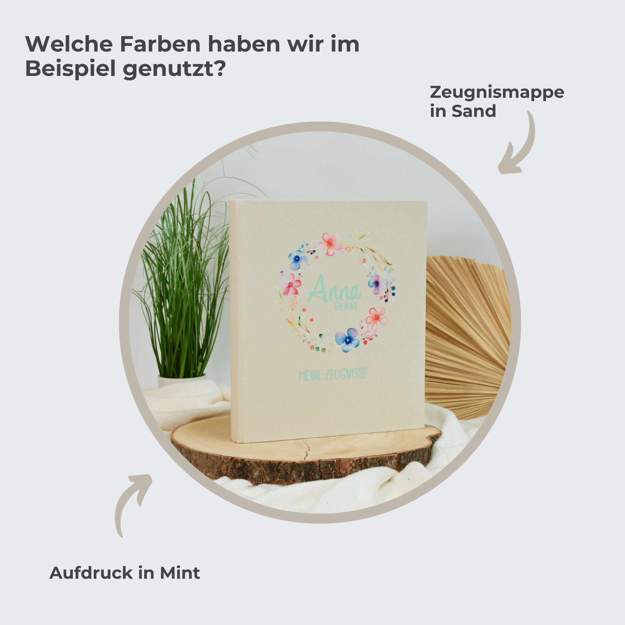 personalisierte Zeugnismappe | Blumenkranz Bunt