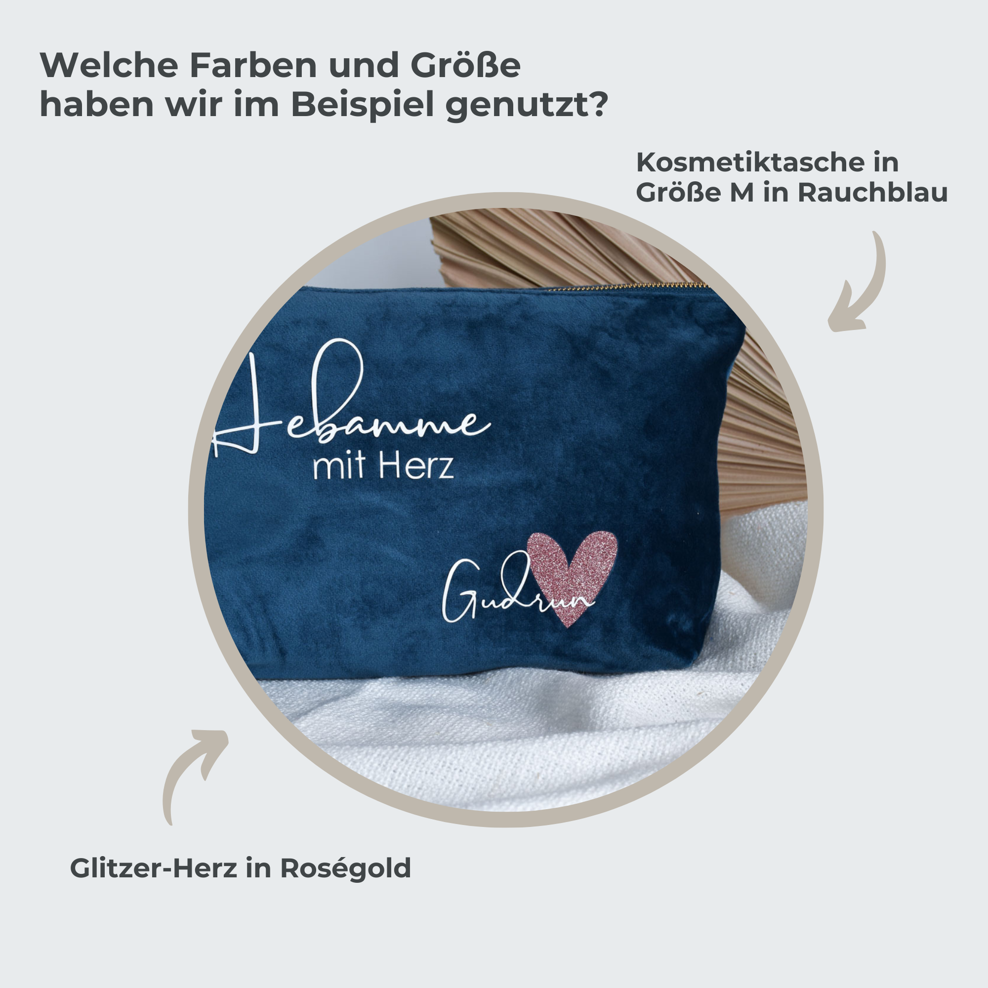 Abschiedsgeschenk - Hebamme mit Herz und Namen | Kosmetiktasche aus Samt