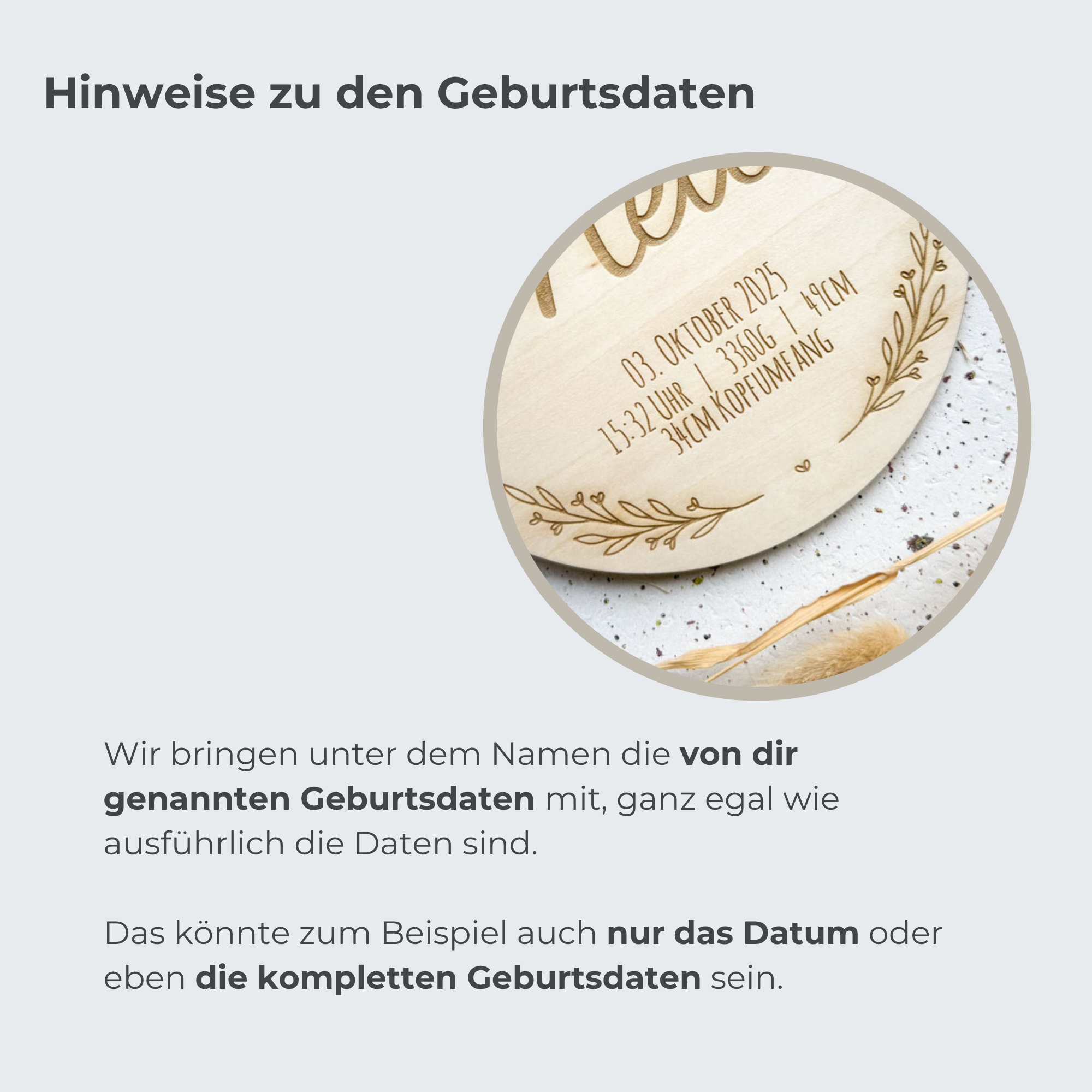 Personalisiertes Geburtsschild aus Holz | Herzen