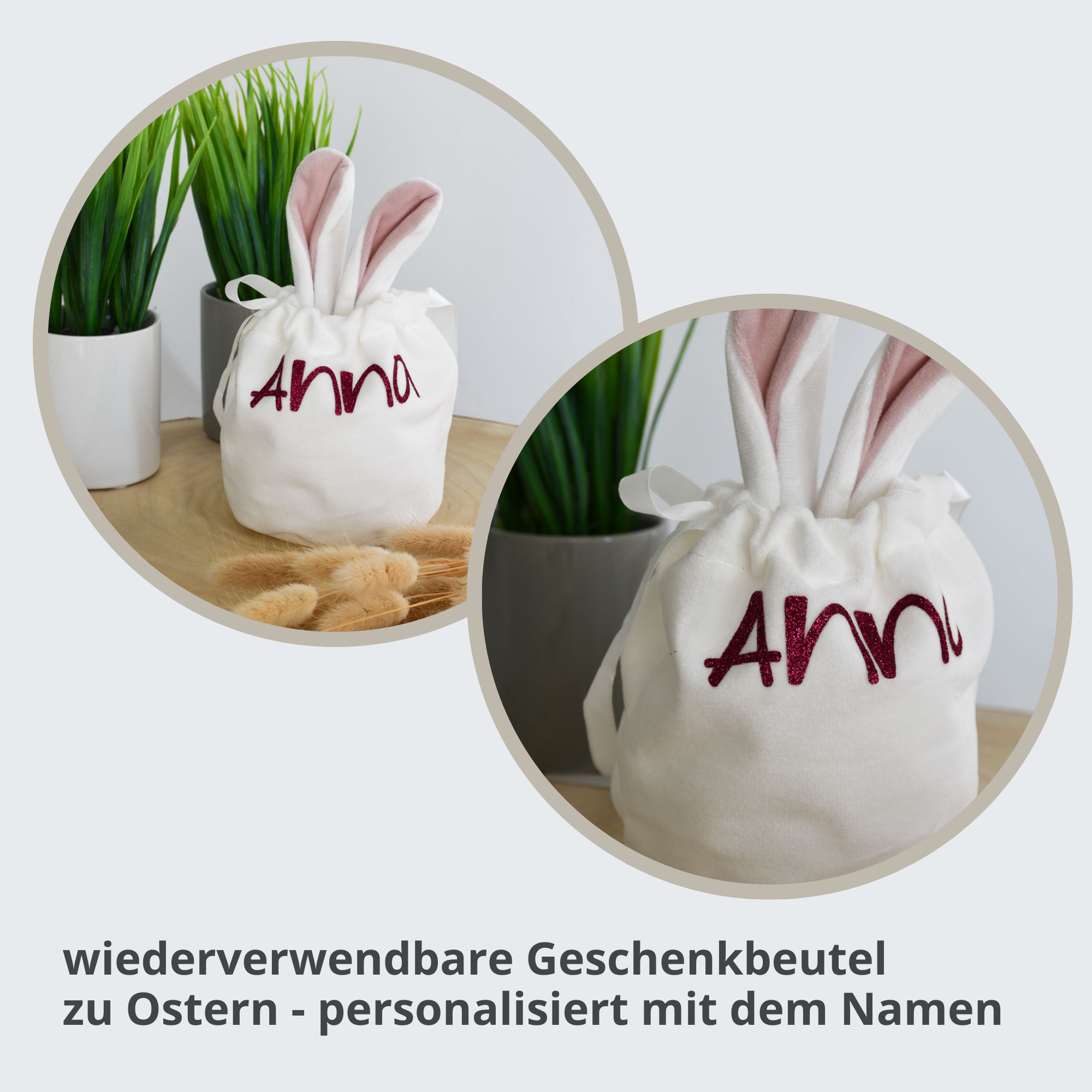 Personalisierte Osterbeutel mit Hasenohren