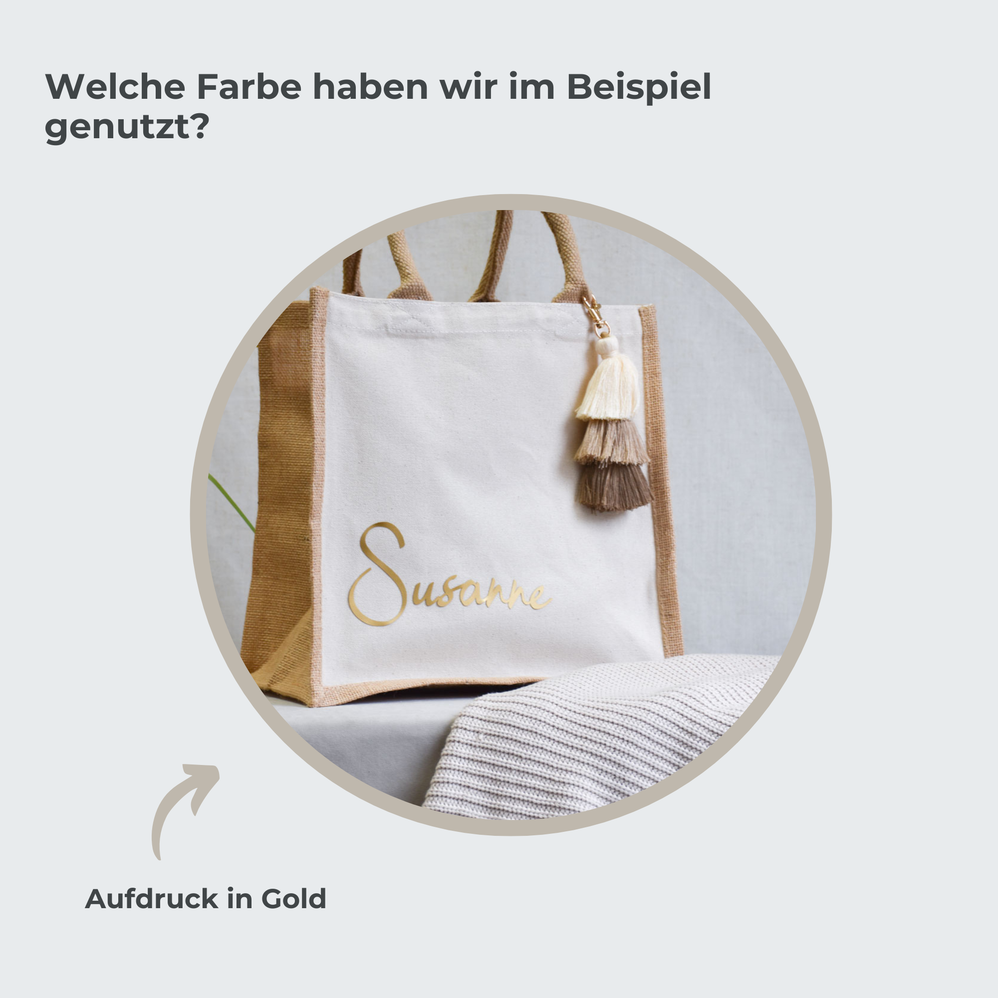Juteshopper personalisiert | Anhänger in Erdtönen