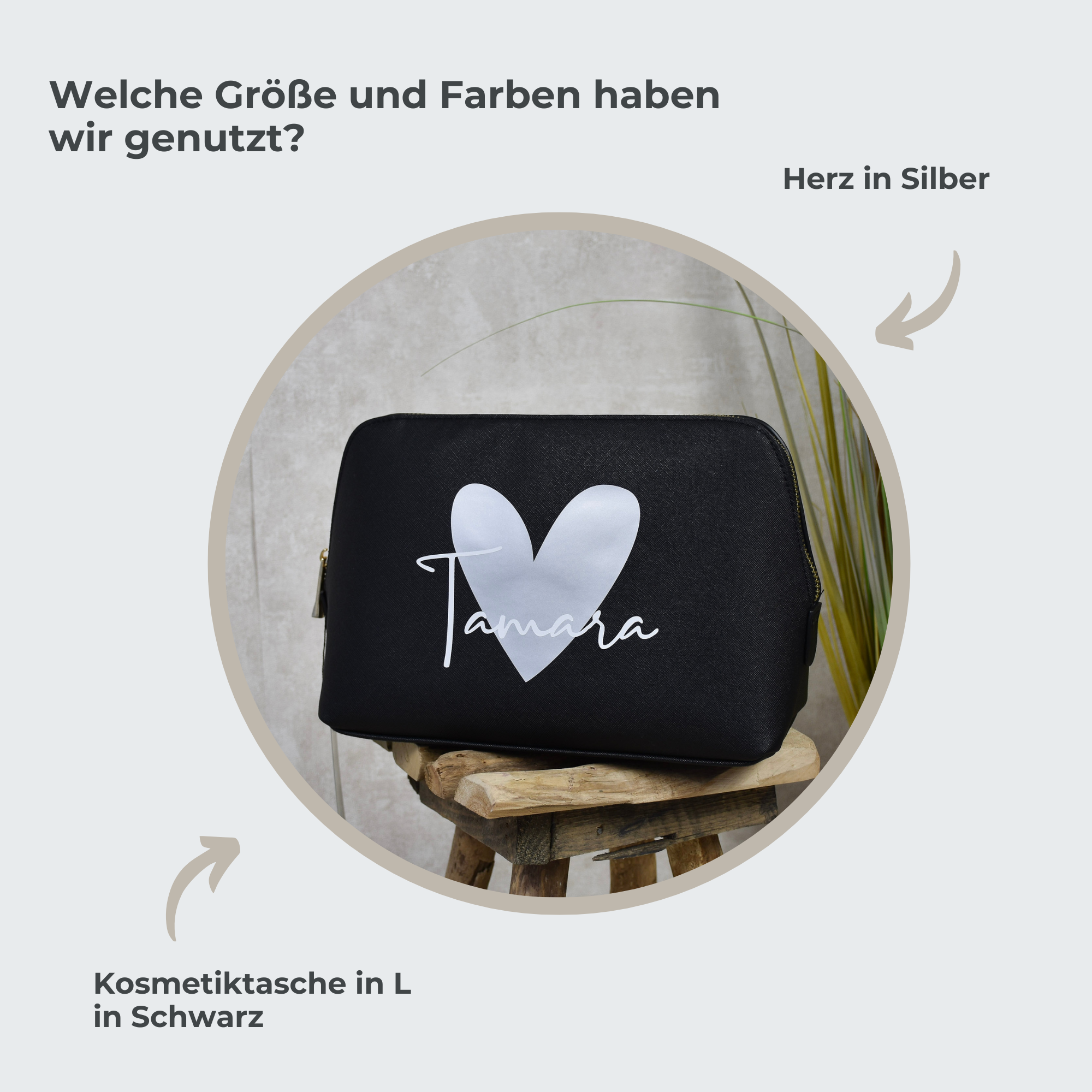 Kosmetiktasche im Leder-Look | Herz und Namen