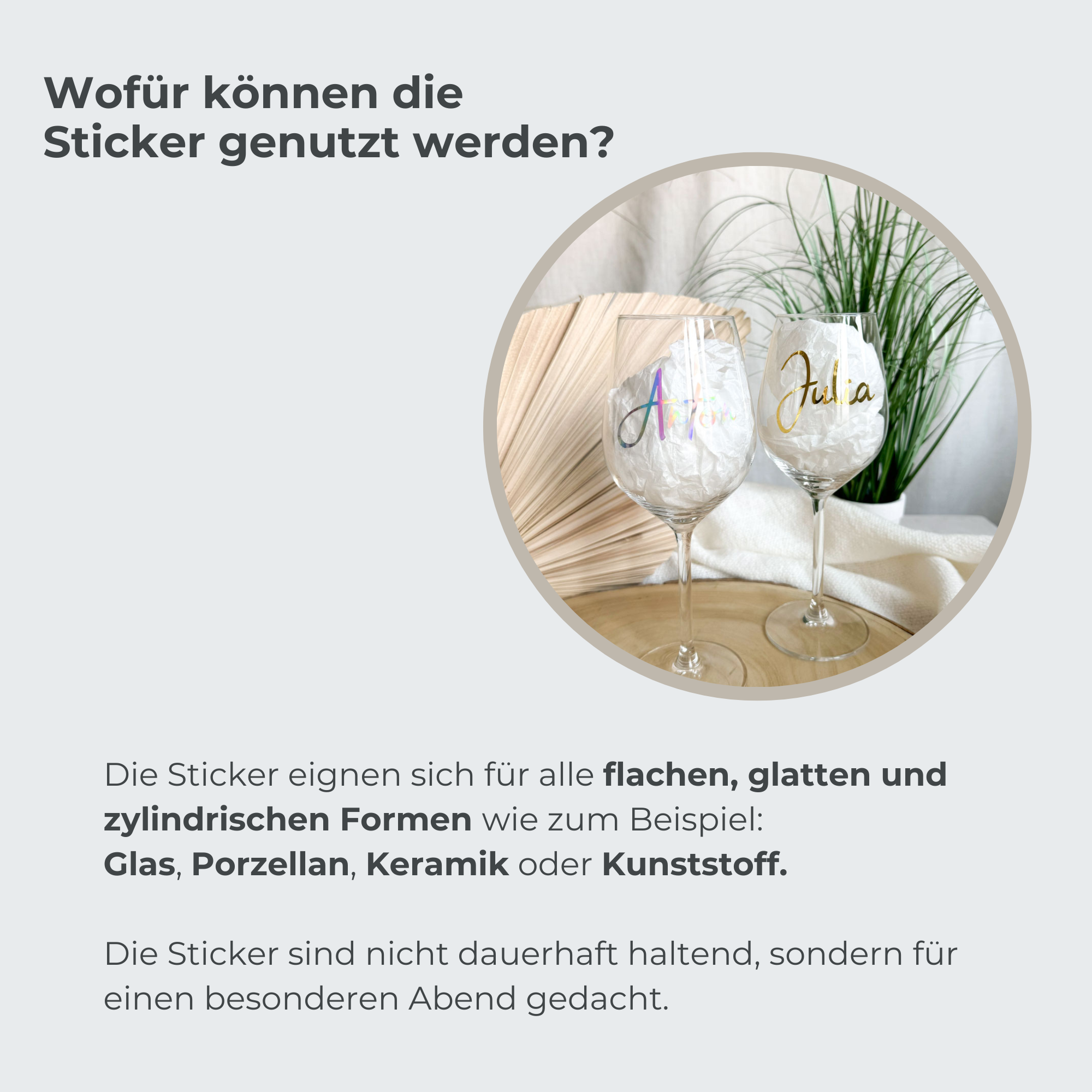 personalisierte Aufkleber für Gläser | Bulgatti