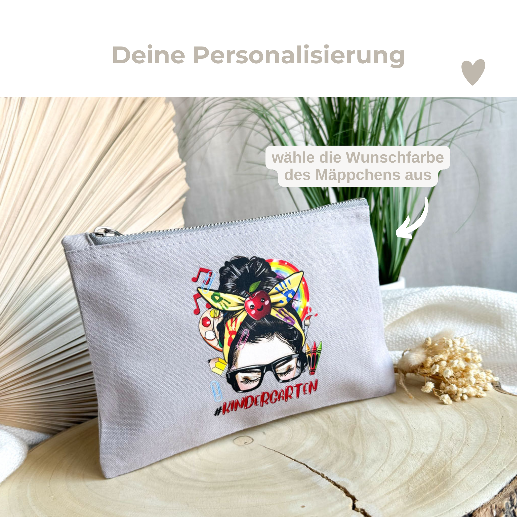 Geschenkidee zum Abschied "Erzieherin mit Herz" | kleines Federmäppchen