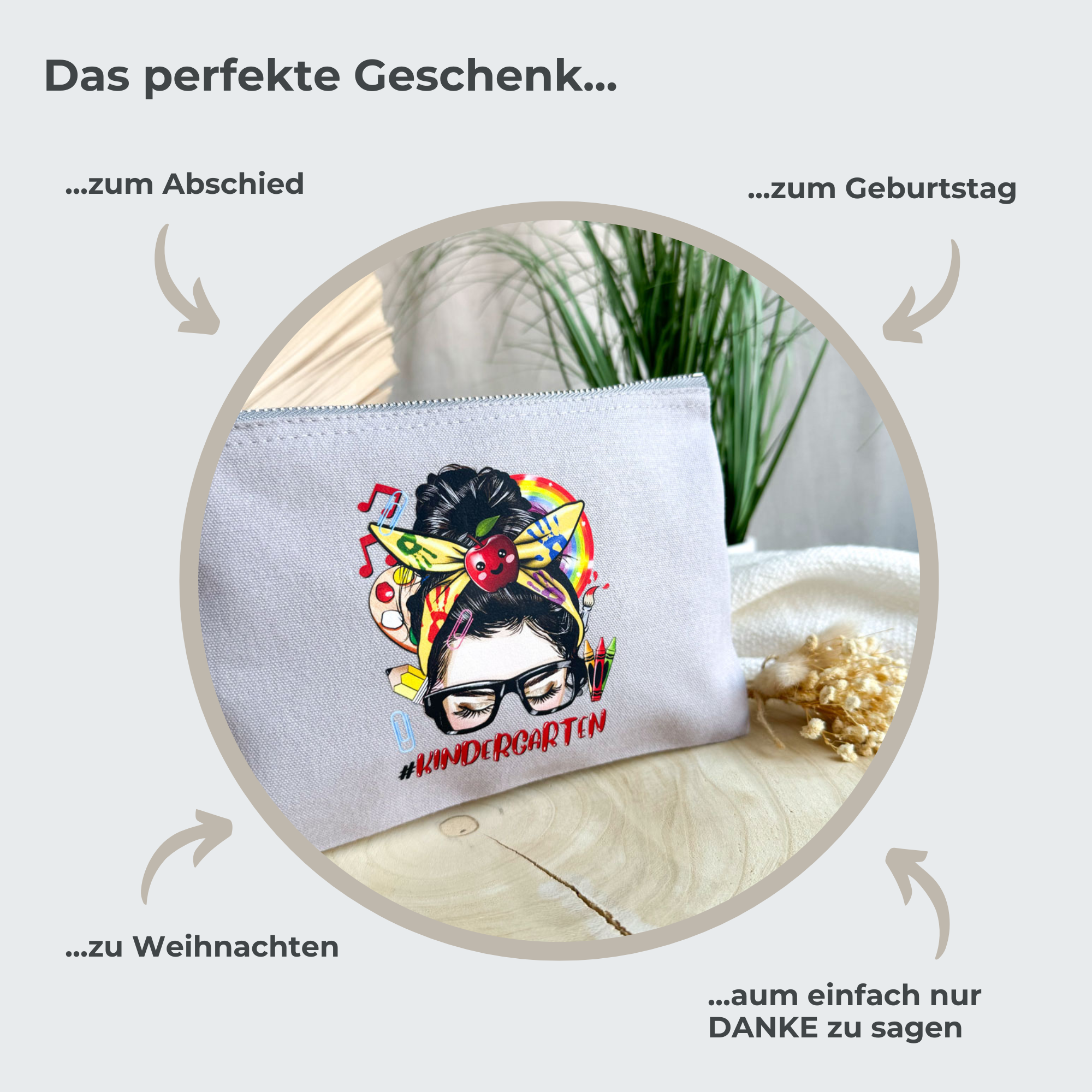 Geschenkidee zum Abschied "Erzieherin mit Herz" | kleines Federmäppchen