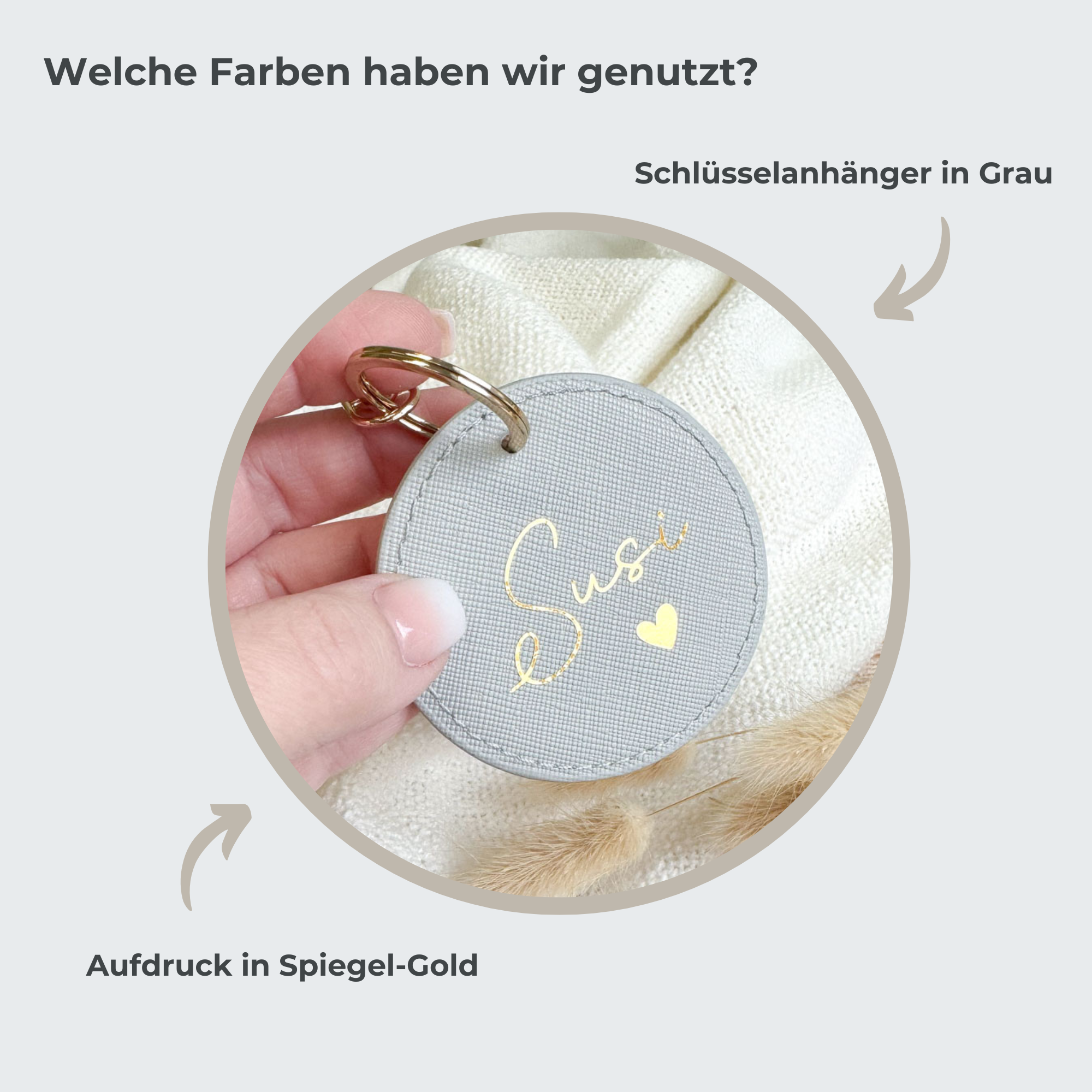 Schlüsselanhänger im Lederlook | Name im Spiegel-Look