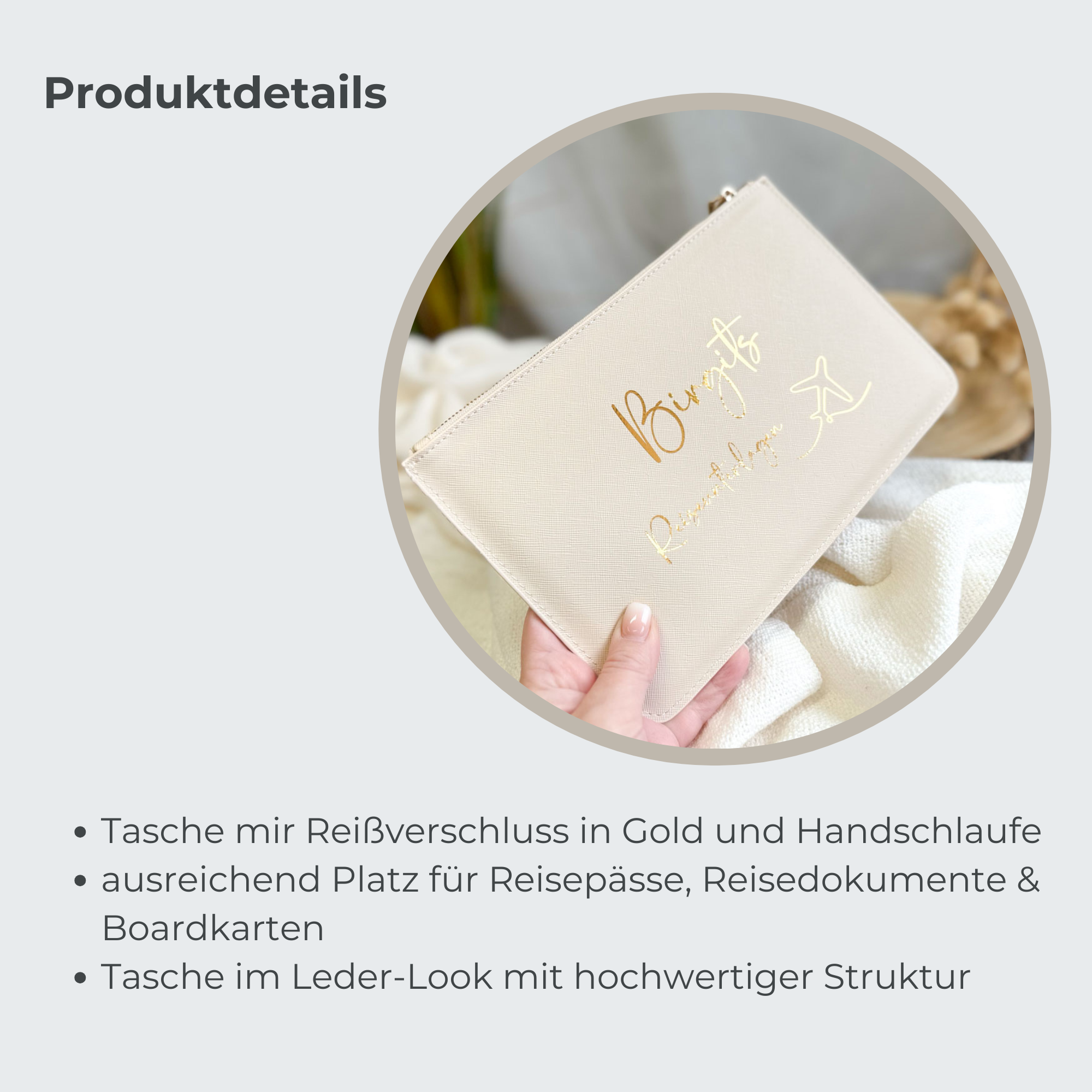 Tasche für Reiseunterlagen  | Spiegel-Aufdruck