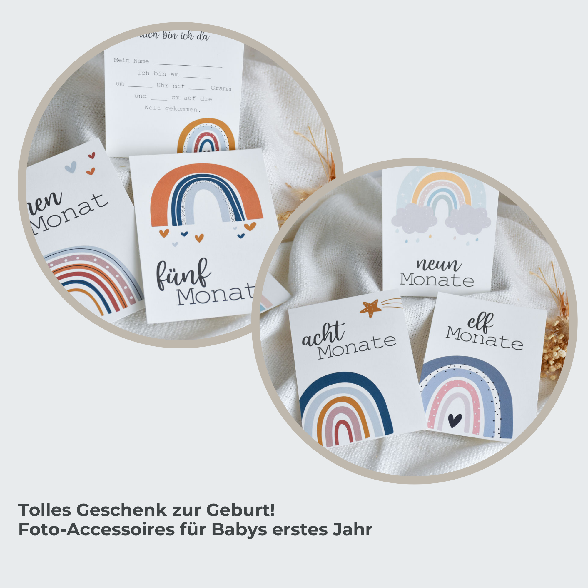 Baby Monatskarten "Regenbogen" | 14 Motive