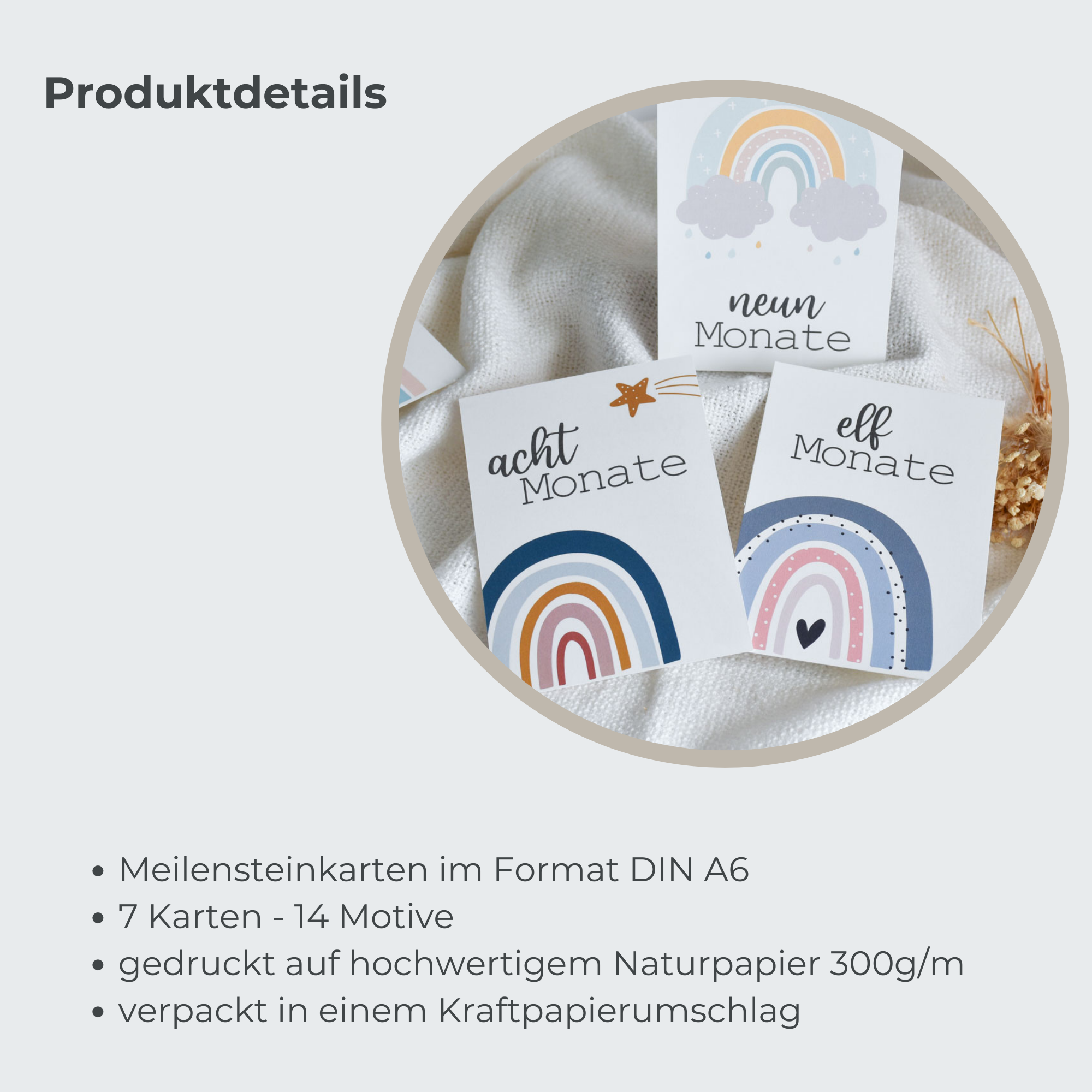 Baby Monatskarten "Regenbogen" | 14 Motive