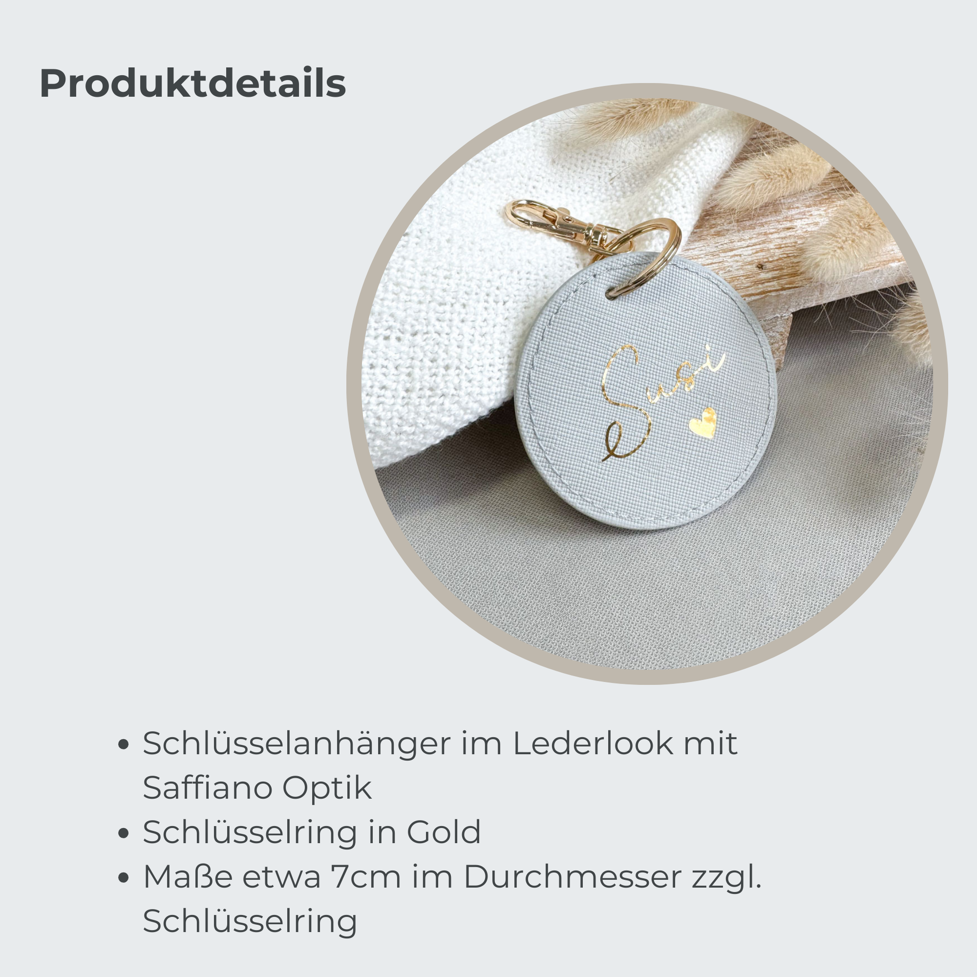 Schlüsselanhänger im Lederlook | Name im Spiegel-Look
