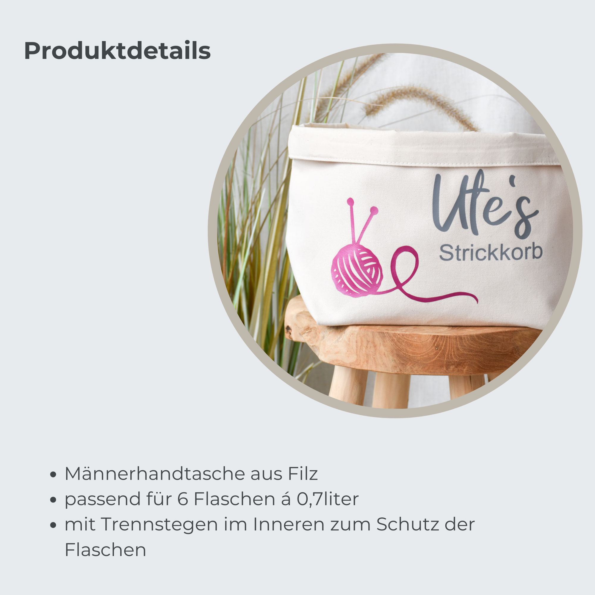 aufbewahrung strickzeug Strickkorb mit Namen