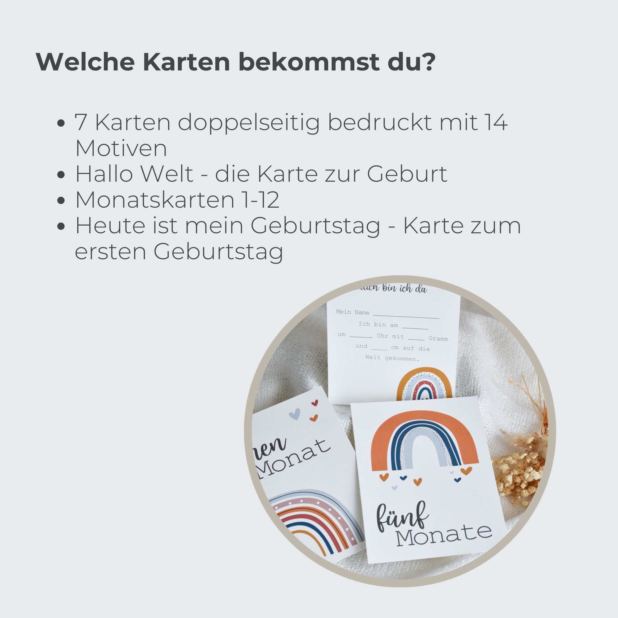 Baby Monatskarten "Regenbogen" | 14 Motive