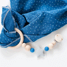 Musselin Kuscheltuch mit passender Befestigungskette in Petrol-Dots - KleinKinderKram Baby Online Shop