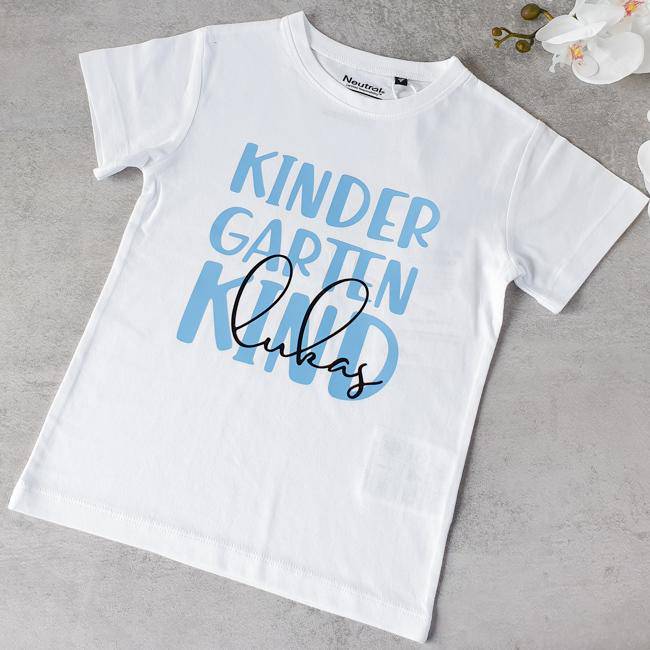 Kinder Shirt aus Bio Baumwolle | Kindergartenkind mit Namen "Lukas" - KleinKinderKram Baby Online Shop