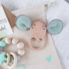 Geschenkset - Elefanten Greifling in Mint und Grau - KleinKinderKram Baby Online Shop