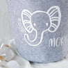 Spielzeugkorb - kleiner Elefant mit Namen | Korb aus Filz | Spielzeugaufbewahrung - KleinKinderKram Baby Online Shop