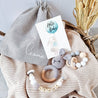 Geschenkset - "Hasen Rassel" in Grau und Kies - KleinKinderKram Baby Online Shop