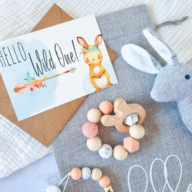 Geschenkset - "Hello Wild One" in Apricot - KleinKinderKram Baby Online Shop