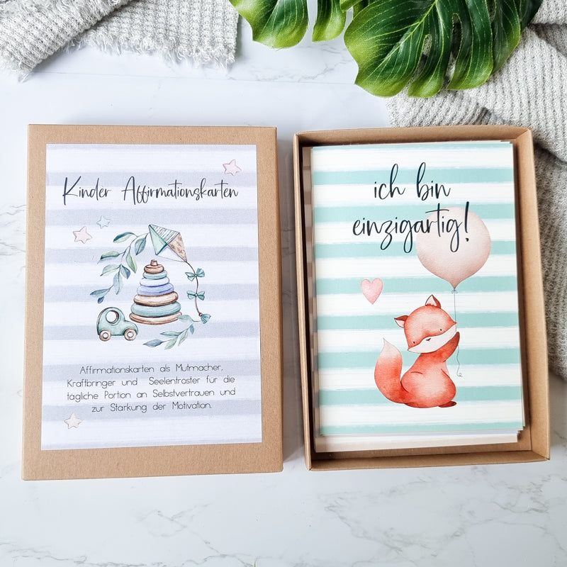 Affirmationskarten für Kinder | 18 Mutmachkarten | Motivationskarten - KleinKinderKram Baby Online Shop