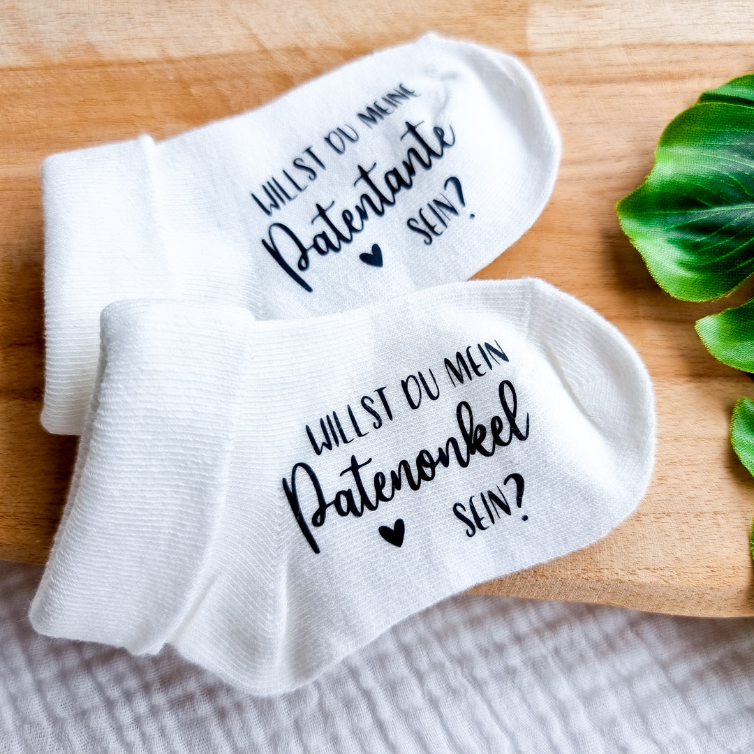 Baby-Socken Geschenk für Paten | Willst du meine Patentante - Patenonkel sein? | Schwangerschaftsverkündung - KleinKinderKram Baby Online Shop