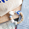 personalisiertes Geschenk zur Geburt | Schnullerkette mit Namen + Wickeltasche + Schnuffeltuch | Regenbogen mit Stern - KleinKinderKram Baby Online Shop