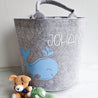 Spielzeugkorb - kleiner Wal mit Namen | Korb aus Filz - KleinKinderKram Baby Online Shop