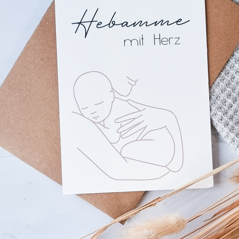 Dankeskarte "Hebamme mit Herz" | Baby - KleinKinderKram 