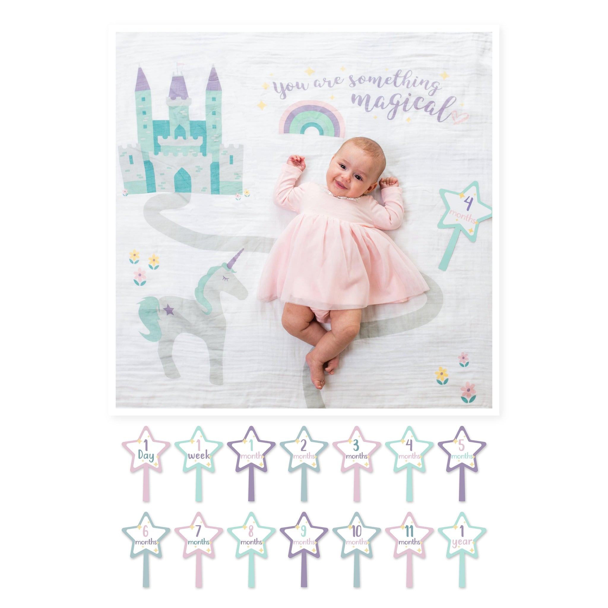 Swaddle & Karten Set 'Baby's First Year - "Something Magical" - KleinKinderKram Baby Online Shop