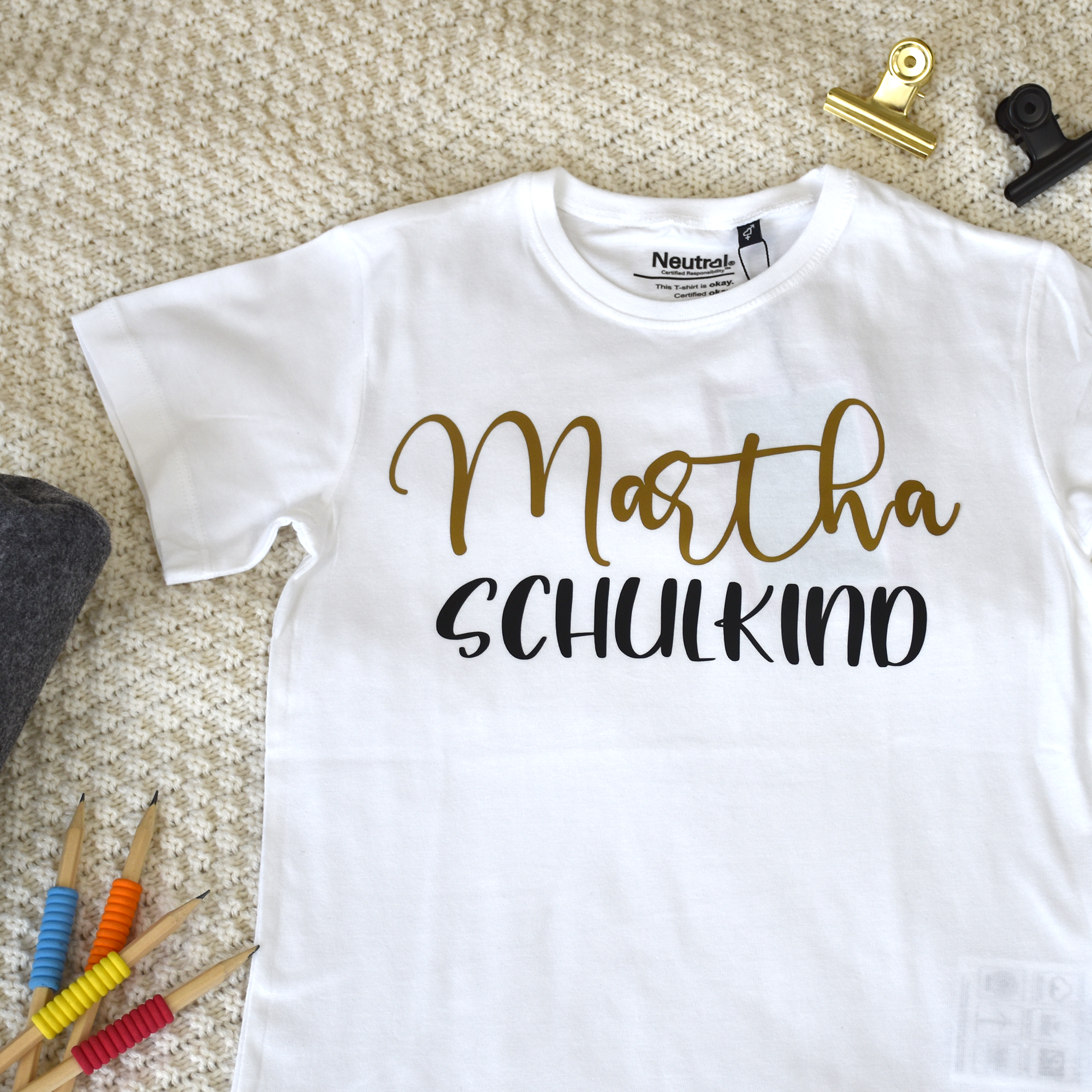Kinder Shirt aus Bio Baumwolle | Schulkind mit Namen "Martha" - BeBonnie