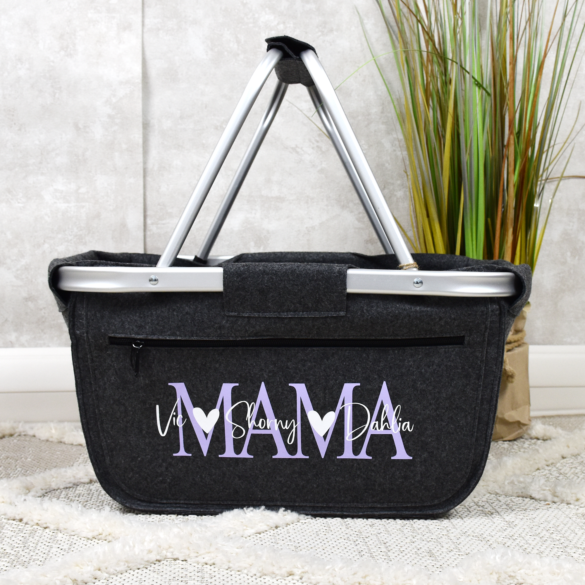 Einkaufskorb aus Filz personalisiert  Mama mit den Namen der Kinder –  BeBonnie