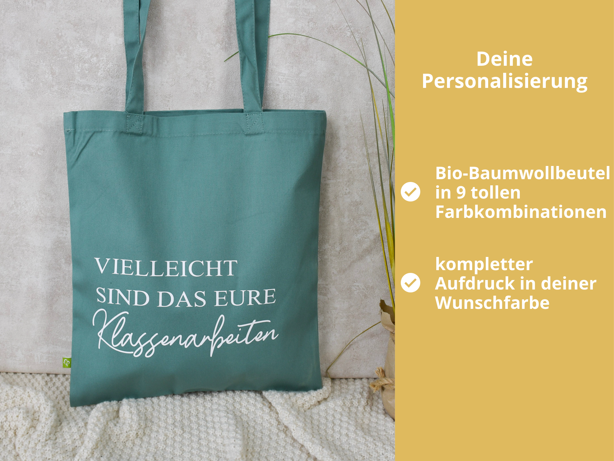 aufbewahrung von klassenarbeiten Bio-Baumwollbeutel "Eure Klassenarbeiten" – BeBonnie