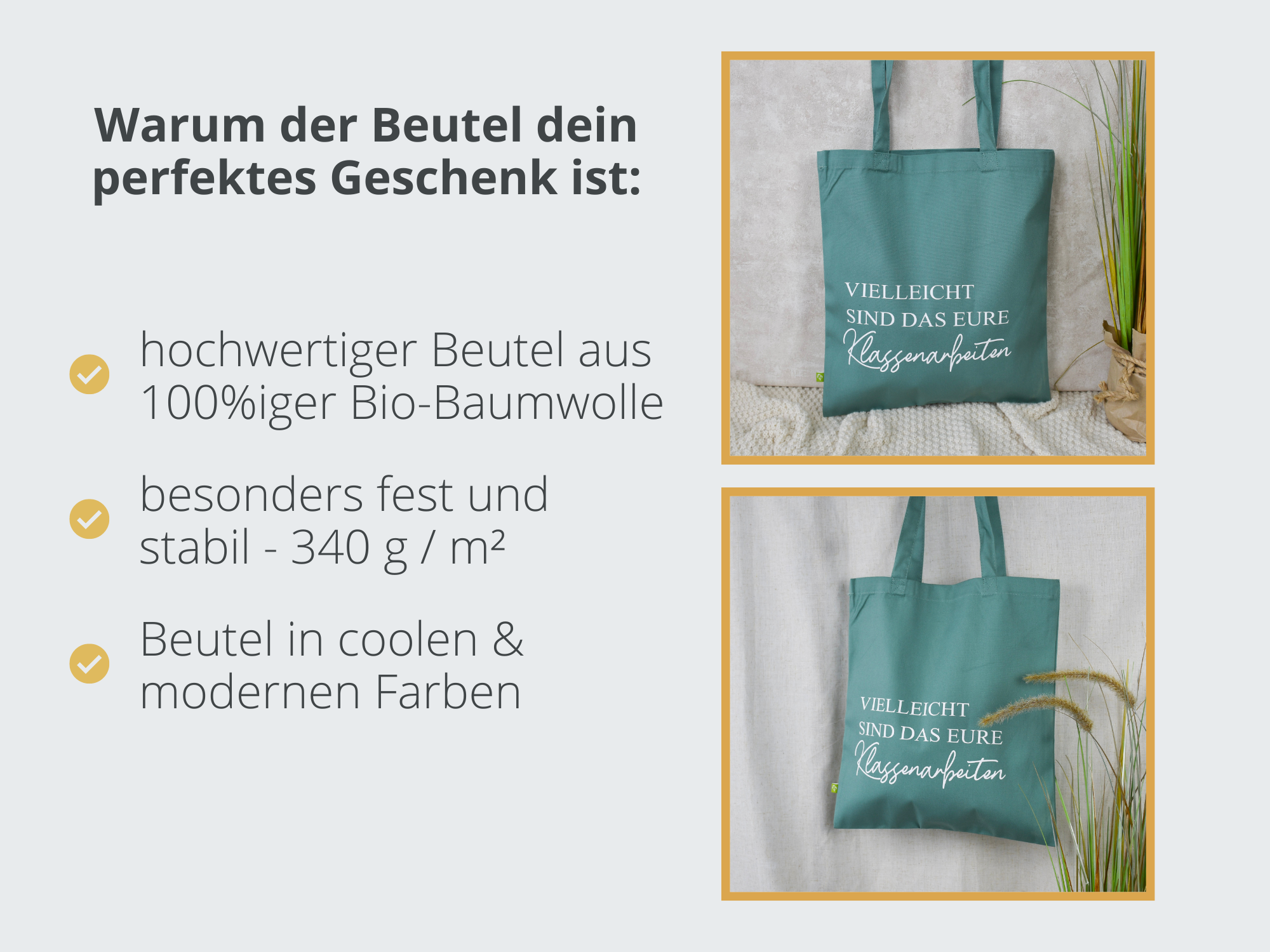 aufbewahrung von klassenarbeiten Bio-Baumwollbeutel "Eure Klassenarbeiten" – BeBonnie